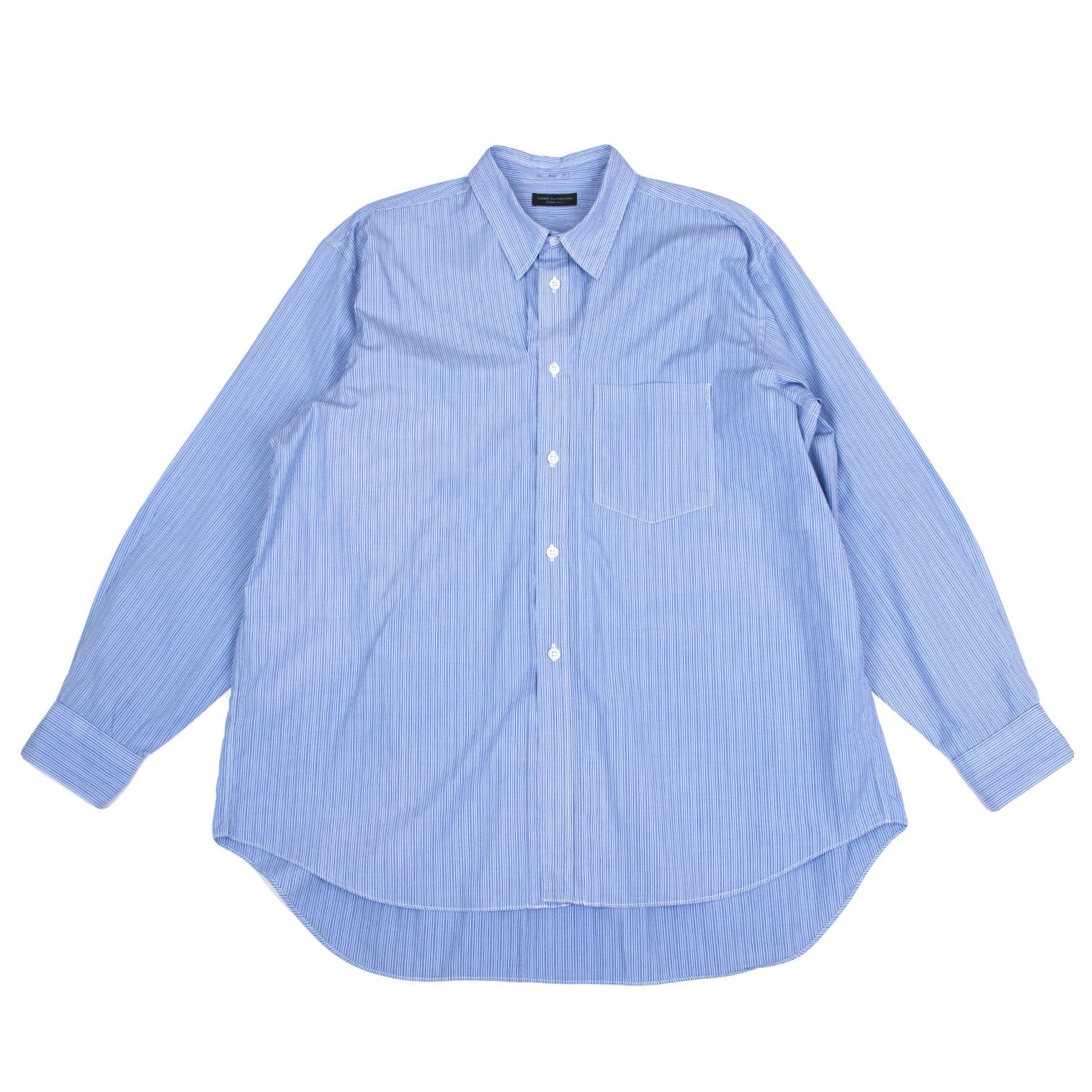 Comme des Garcons Homme Plus Cotton Stripe Shirt in Light Blue and Navy, Size M Size US M / EU 48-50 / 2 - 1 Thumbnail