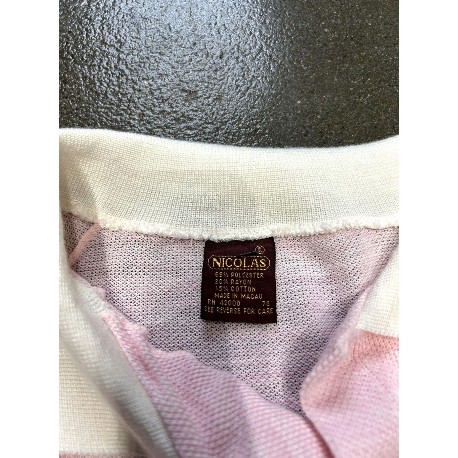 NICHOLAS VINTAGE Nicolas Polo Shirt Mens 38 Pink Knit Contrast Collar Short Sleeve 80s Size US M / EU 48-50 / 2 - 3 Thumbnail