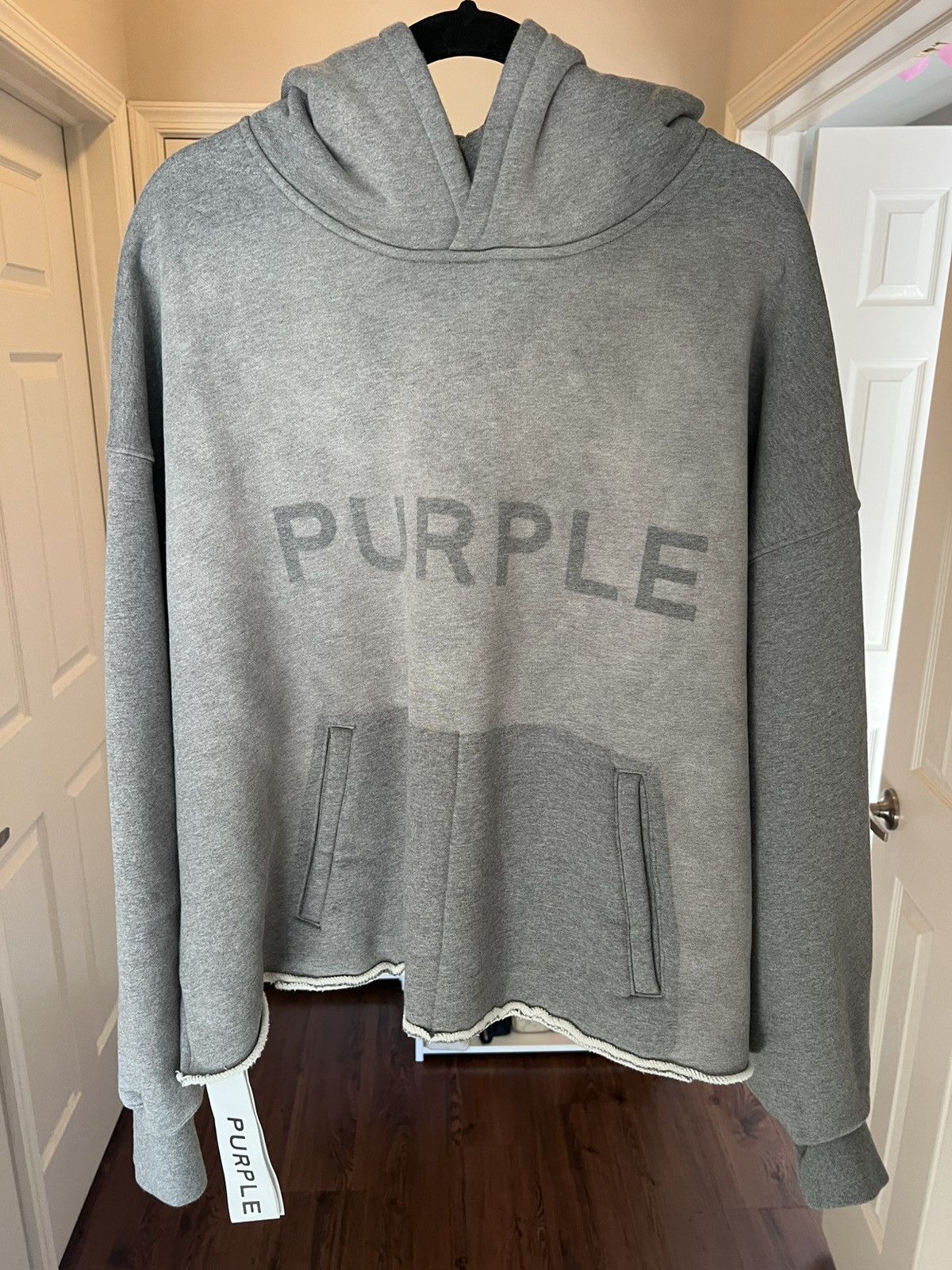 Purple Brand PURPLE BRAND Raw Hem Cotton Fleece Graphic Hoodie Size US XL / EU 56 / 4 - 3 Thumbnail