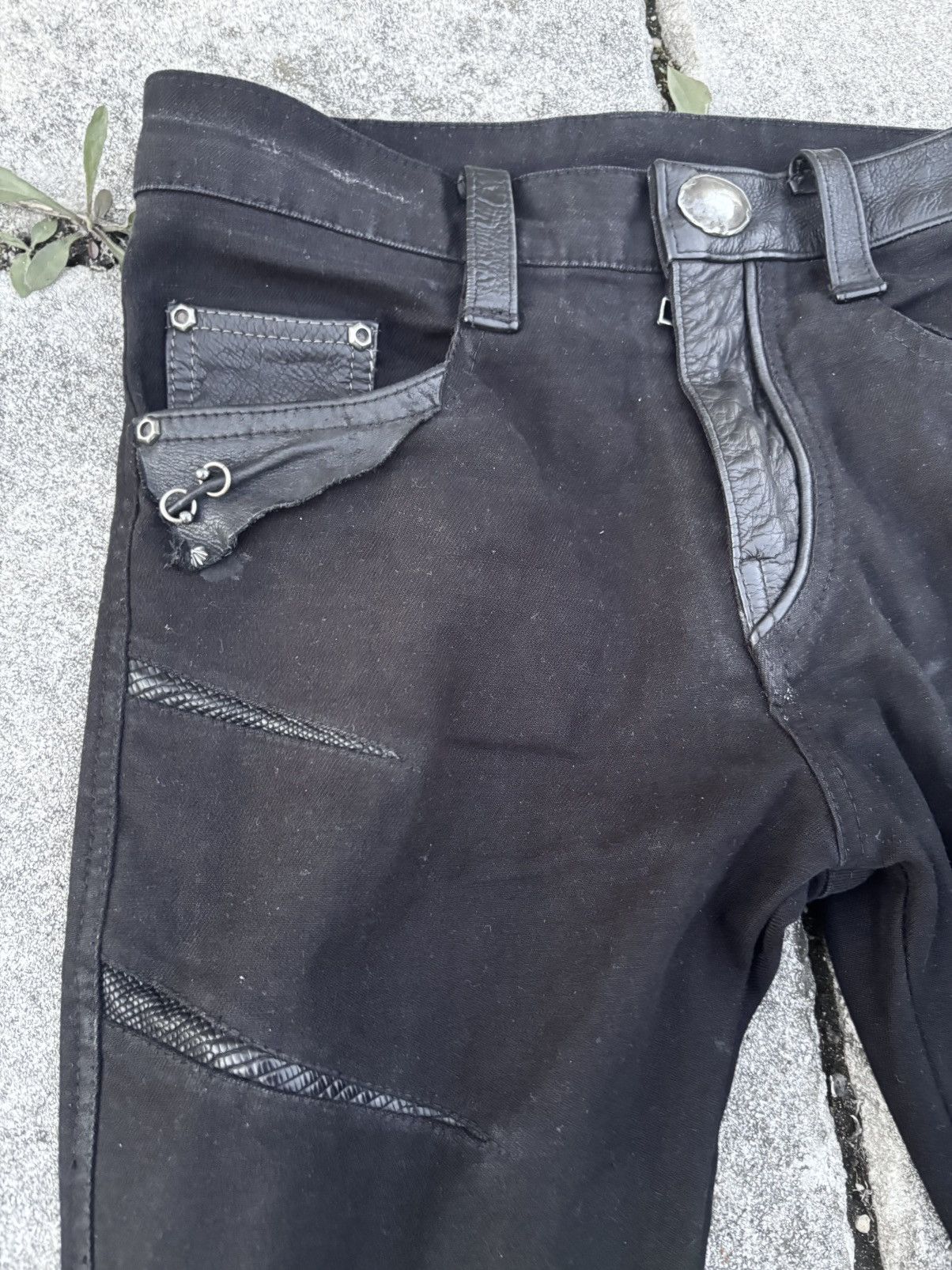 14th Addiction 14th Addiction leather hybrid waxed flared jeans Size US 28 / EU 44 - 5 Thumbnail