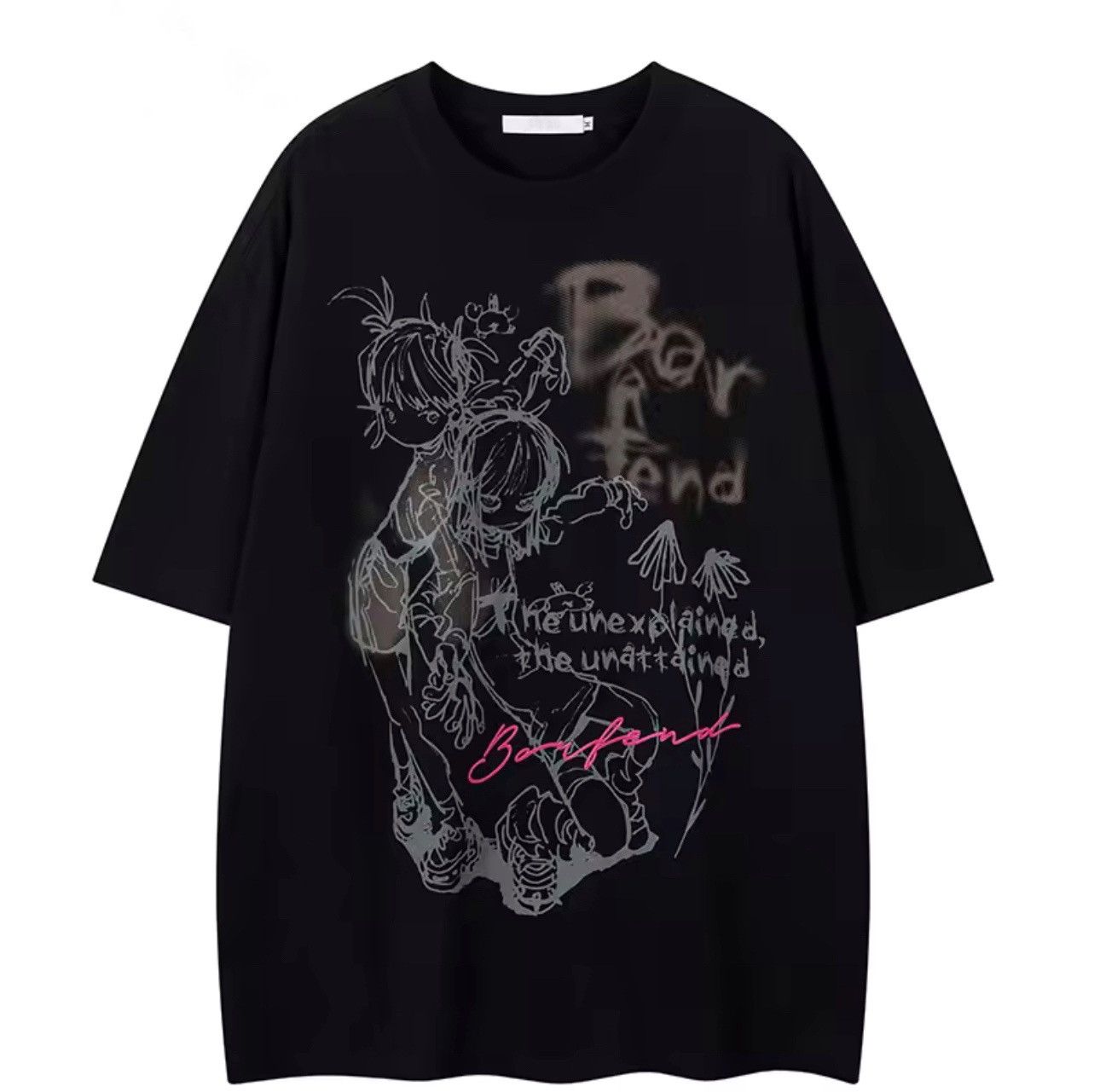 Anime Japanese Anime Streetwear Cartoon Black Pink Print T Shirt Size US S / EU 44-46 / 1 - 1 Thumbnail