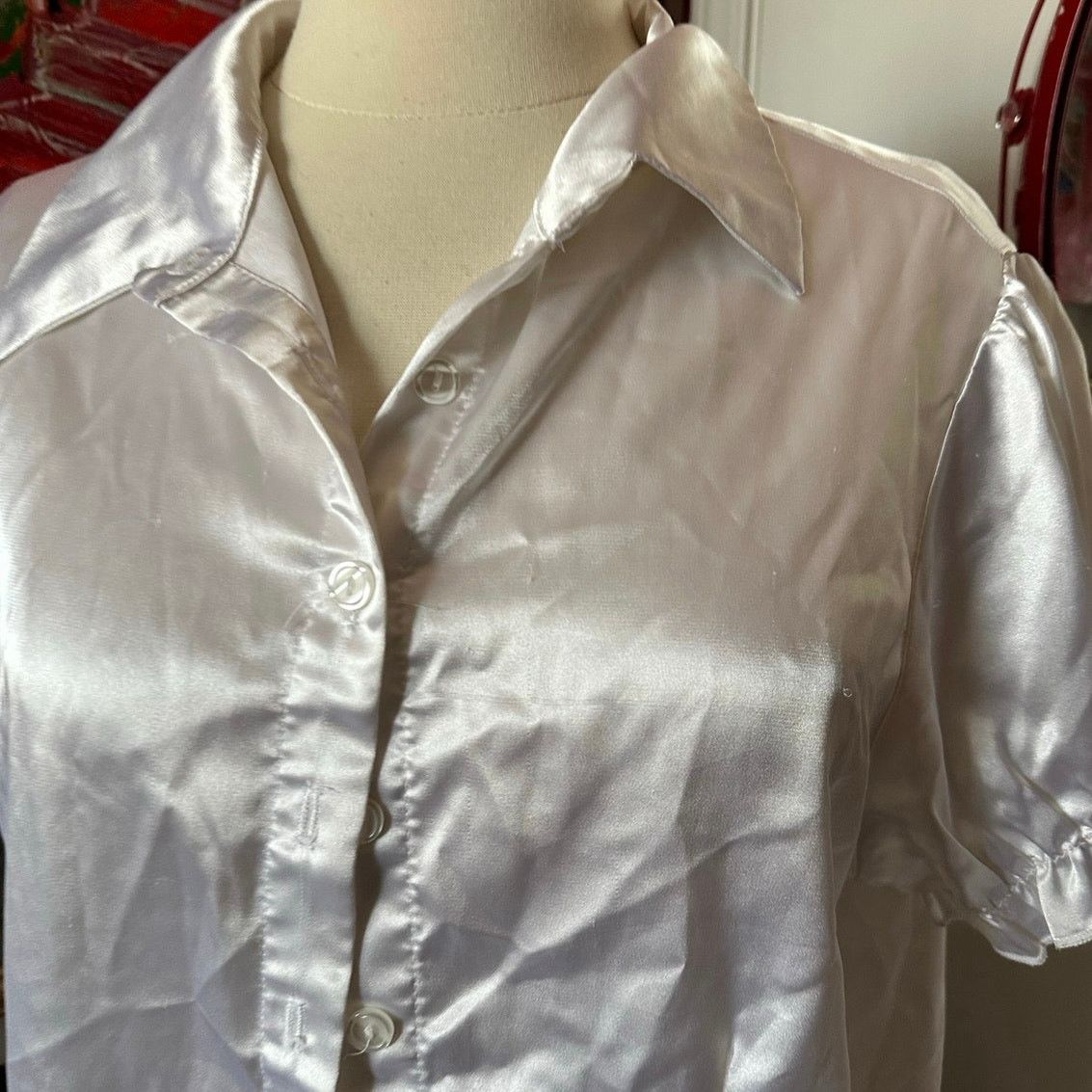Other fashion magazine white silky button up blouse Size XL / US 12-14 / IT 48-50 - 2 Thumbnail