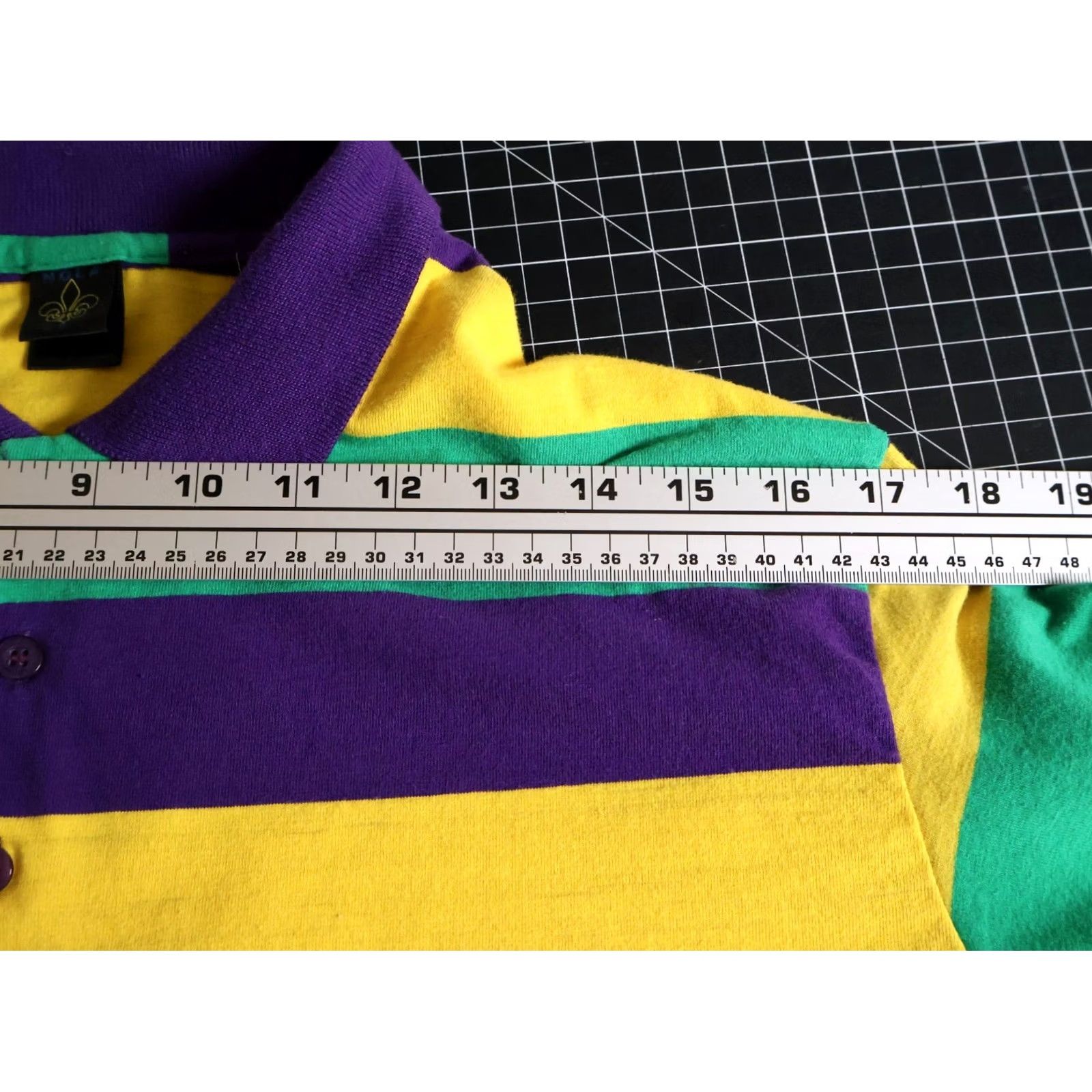 Vintage NOLA Polo Shirt Striped Long Sleeve Rugby NOLA Men Large Yellow Purple Striped Mardi Gras Vintage Size US L / EU 52-54 / 3 - 7 Thumbnail