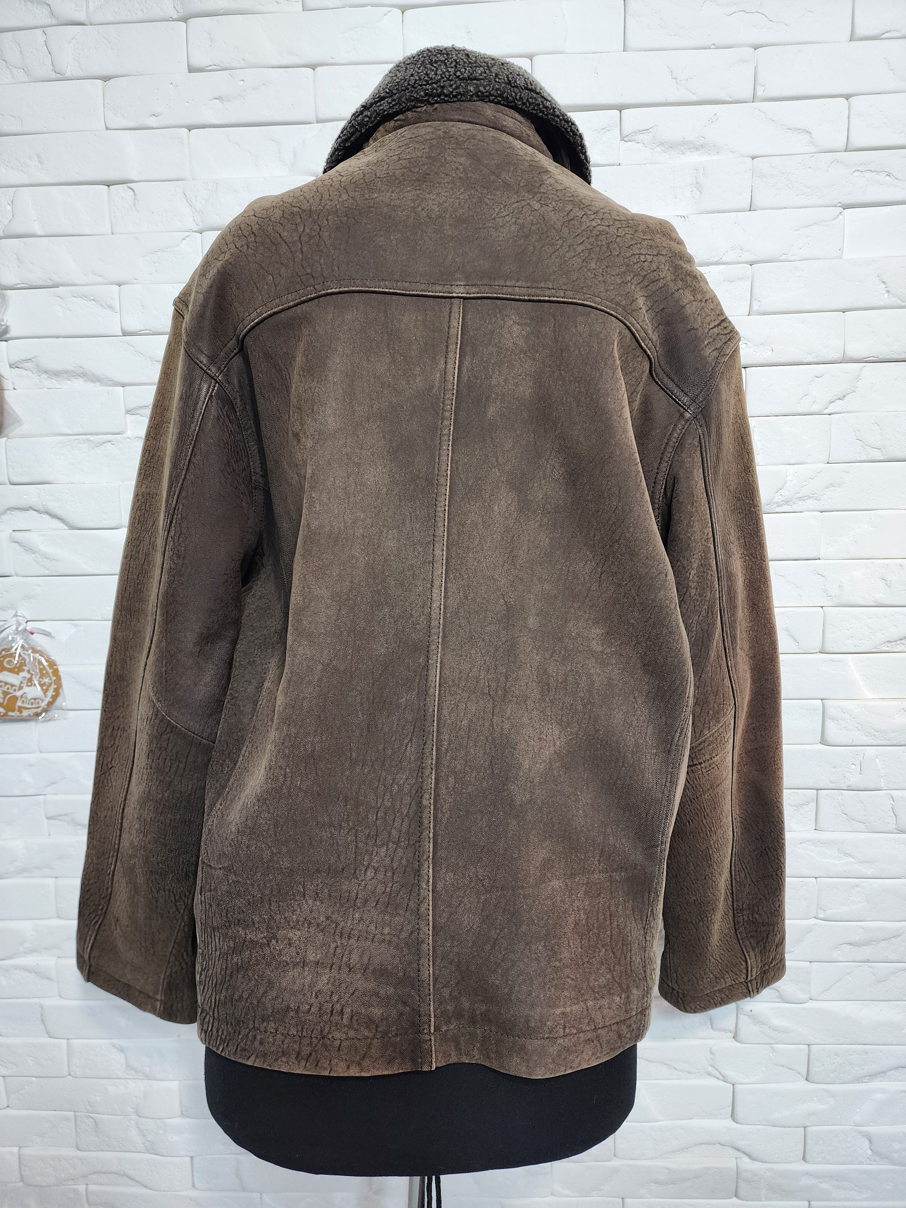 Uniqlo Brown Genuine Leather Jacket: Men's Metal Zipper Jacket Size US L / EU 52-54 / 3 - 4 Thumbnail