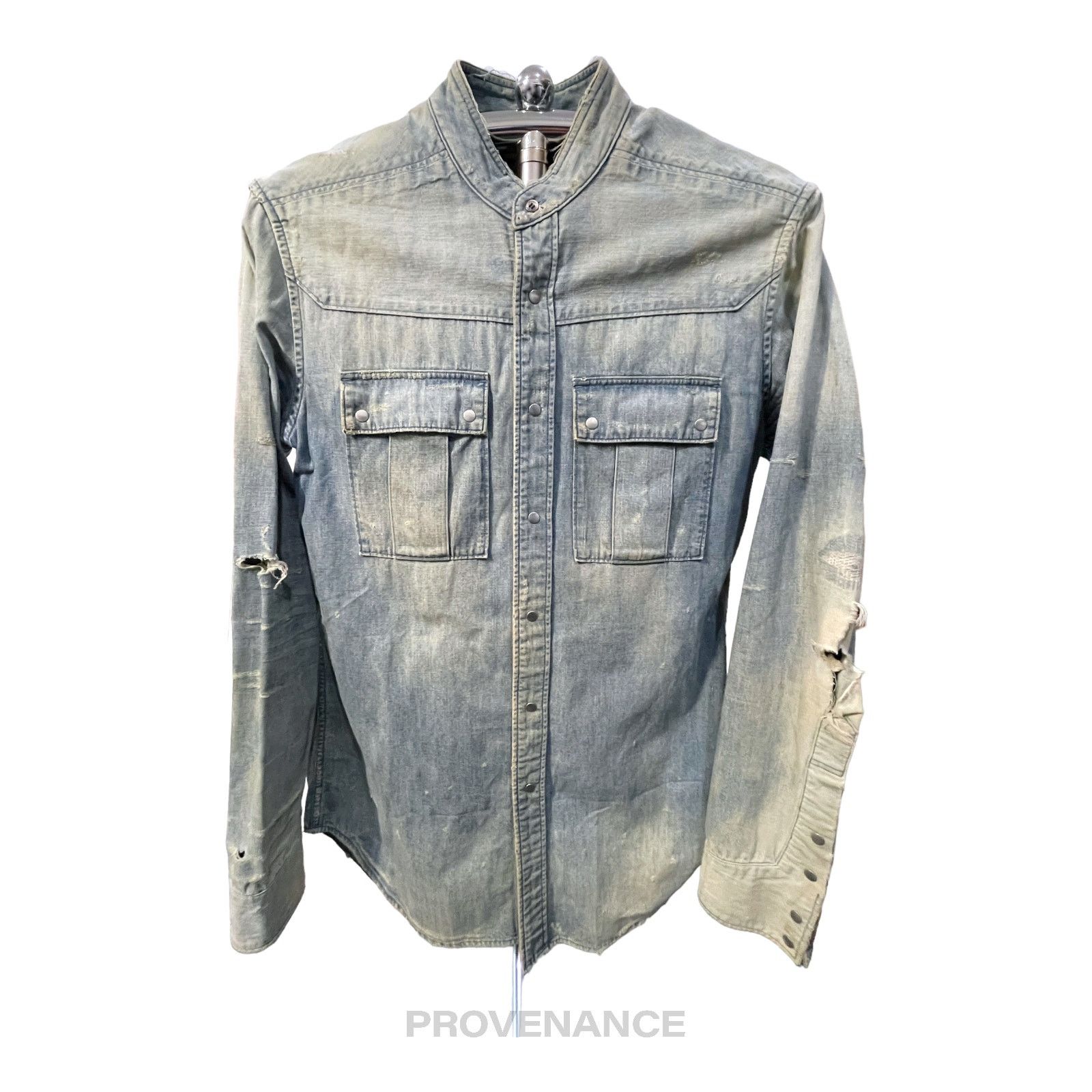 Balmain 🔴 Balmain Sample Denim Shirt - Destroyed Size US M / EU 48-50 / 2 - 1 Thumbnail