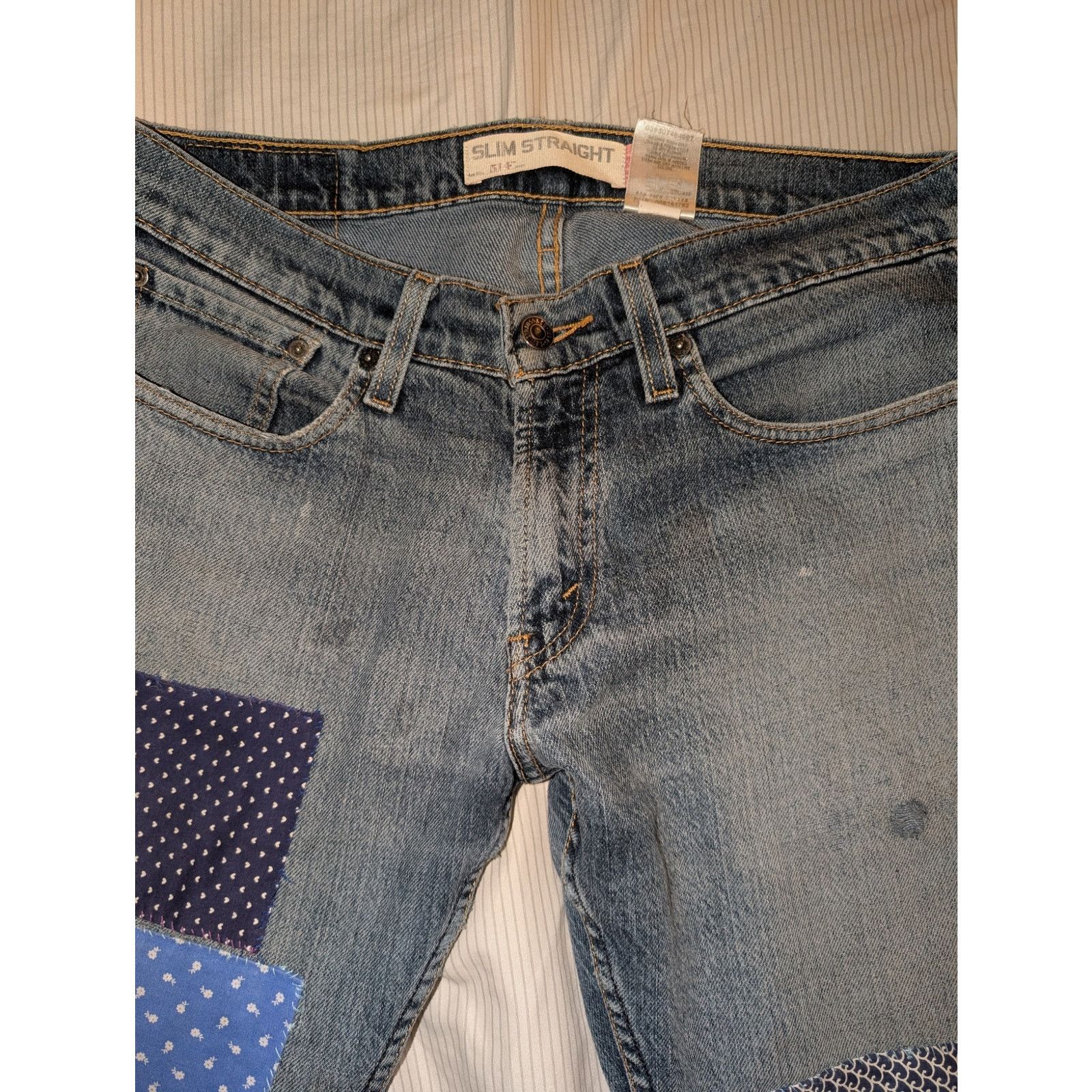 Levi's Levi's 514 Slim Straight 31-32 patched repaired Jeans Size US 31 - 2 Thumbnail