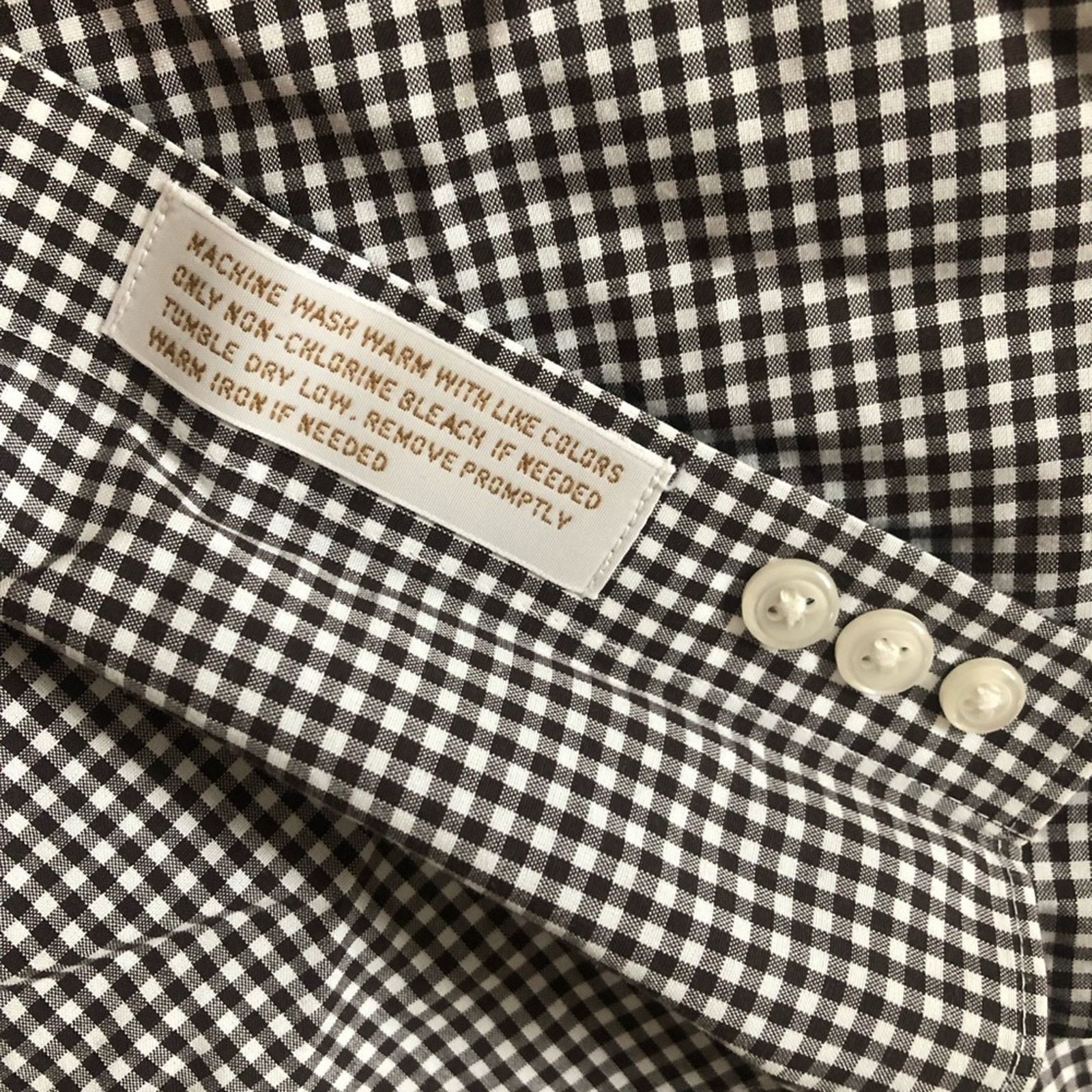 Nordstrom Nordstrom Mens Traditional Fit Black White Plaid Dress Shirt Size US L / EU 52-54 / 3 - 3 Thumbnail