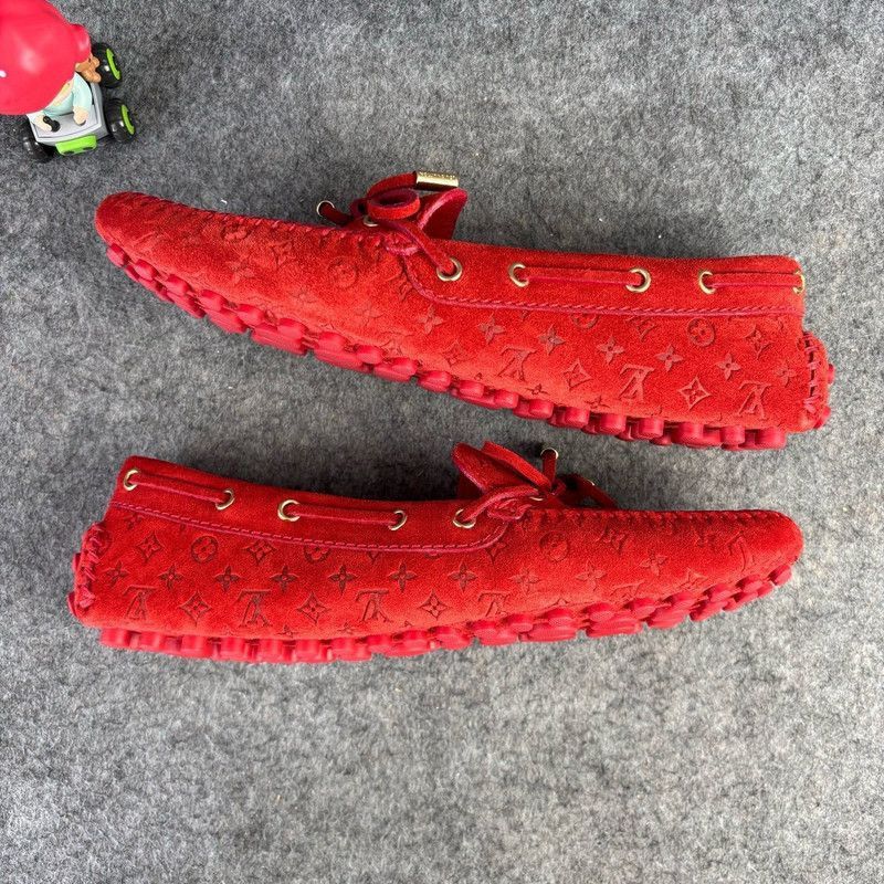 Louis Vuitton Louis Vuitton Red Suede Moccasin Loafers - Size US 7.5 / EU 40-41 - 6 Thumbnail