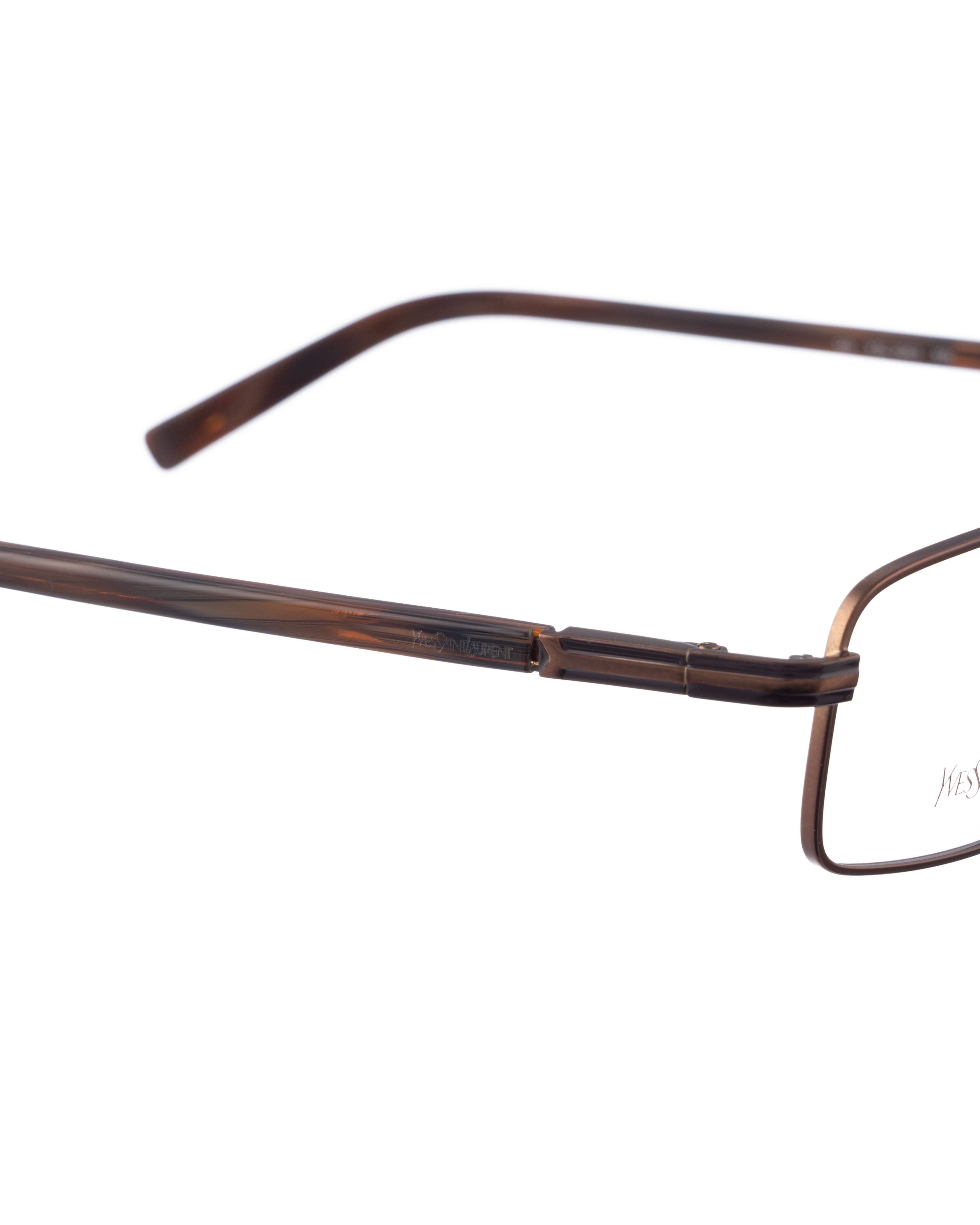 Yves Saint Laurent Yves Saint Laurent 90s Brown Metallic Rectangular Glasses Size ONE SIZE - 3 Thumbnail