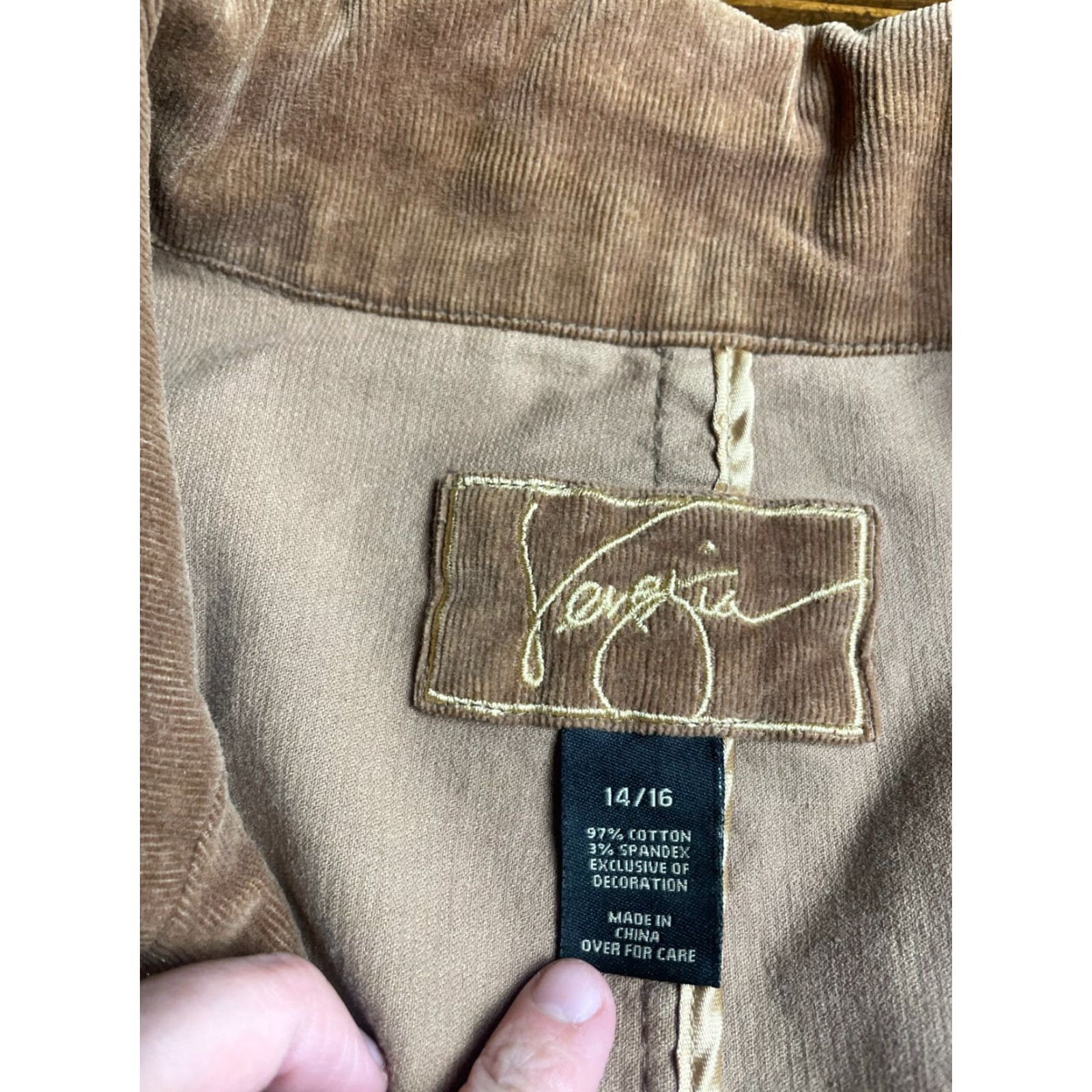 Vintage SEVERIA Jacket Womens Blazer, Corduroy, Brown, Open, 14/16, Mid-Length, Regular, Casual, Fall Winter Spring Summer, 14, N/A Size XL / US 12-14 / IT 48-50 - 7 Thumbnail