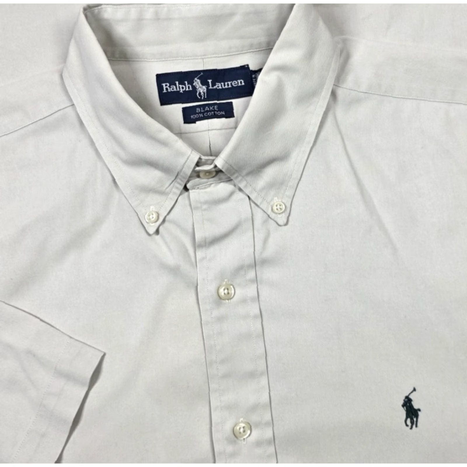Polo Ralph Lauren VTG Polo Ralph Lauren Short Sleeve Button-Up Beige Shirt Men XL Blake Khaki Size US XL / EU 56 / 4 - 2 Thumbnail