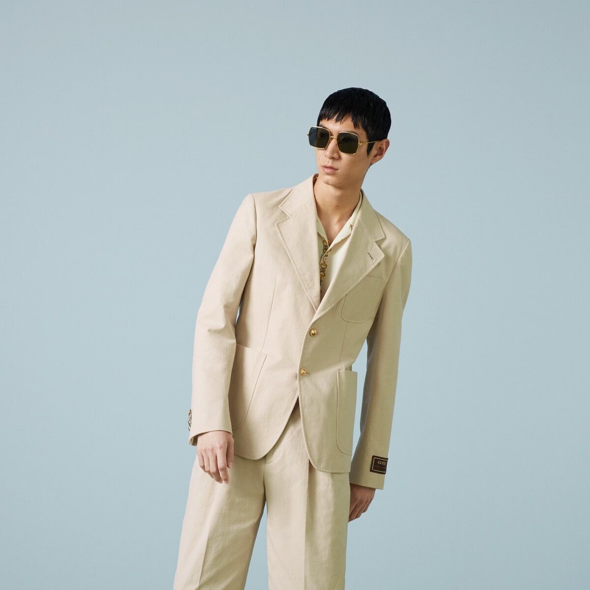 Gucci o1s1wg110125 Cotton Formal Jacket with Embroidery in Beige Size US S / EU 44-46 / 1 - 5 Thumbnail