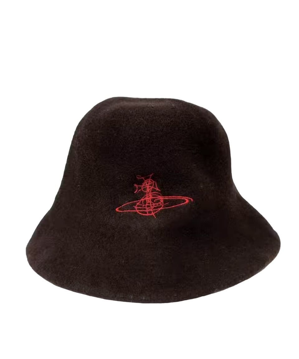 image of Avant Garde x Vivienne Westwood Embroidery Orb Logo Bucket Hats in Brown, Men's