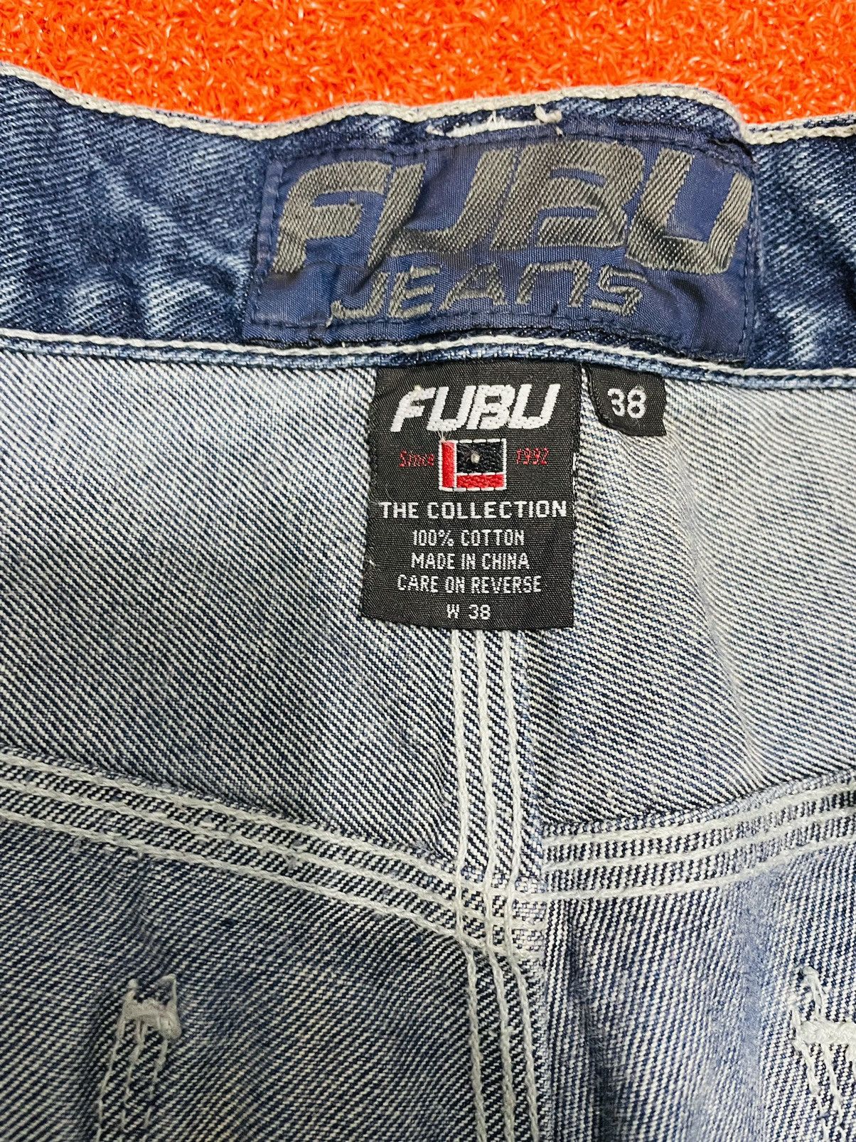 Fubu × Vintage Fubu Jeans Mens Cargo Dark Wash Denim Baggy Hip Hop Size US 38 / EU 54 - 8 Thumbnail
