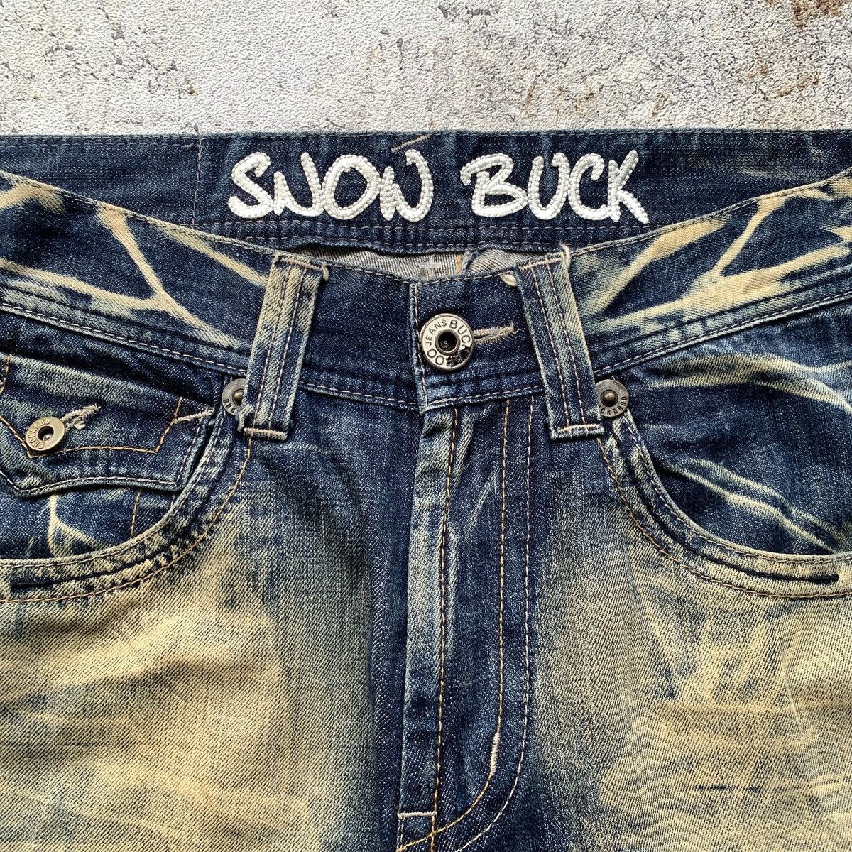 Japanese Brand Buckaroo Snow Buck Baggy Faded Flare Denim Pants Size US 34 / EU 50 - 4 Thumbnail