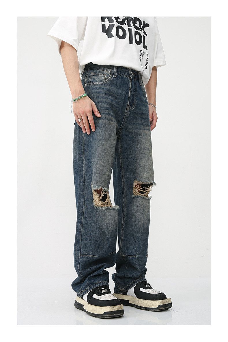 Japanese Brand Japanese retro loose-fitting ripped high-street jeans Size US 32 / EU 48 - 4 Thumbnail