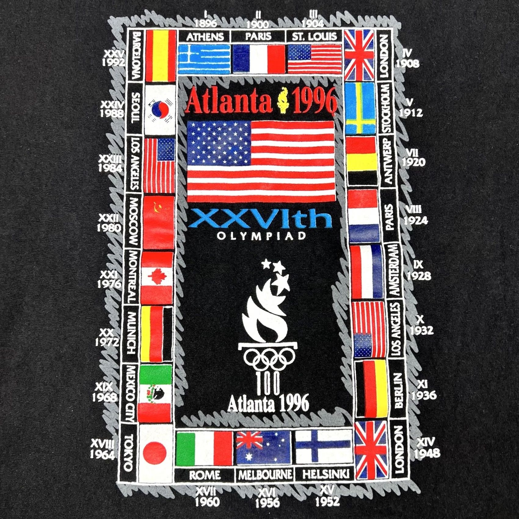 Hanes VINTAGE 1996 Olympics Atlanta Hanes T-Shirt Large Black Graphic 90s Single Stitch Size US L / EU 52-54 / 3 - 5 Thumbnail