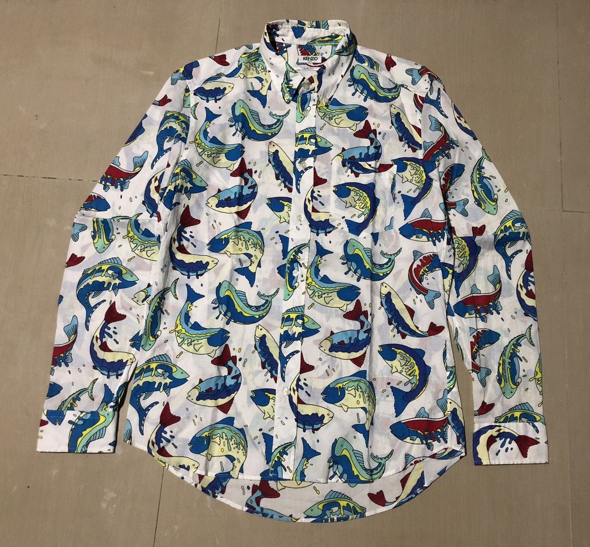 Kenzo Kenzo Fish Print Cotton LongSleeve Shirt Size US M / EU 48-50 / 2 - 1 Thumbnail
