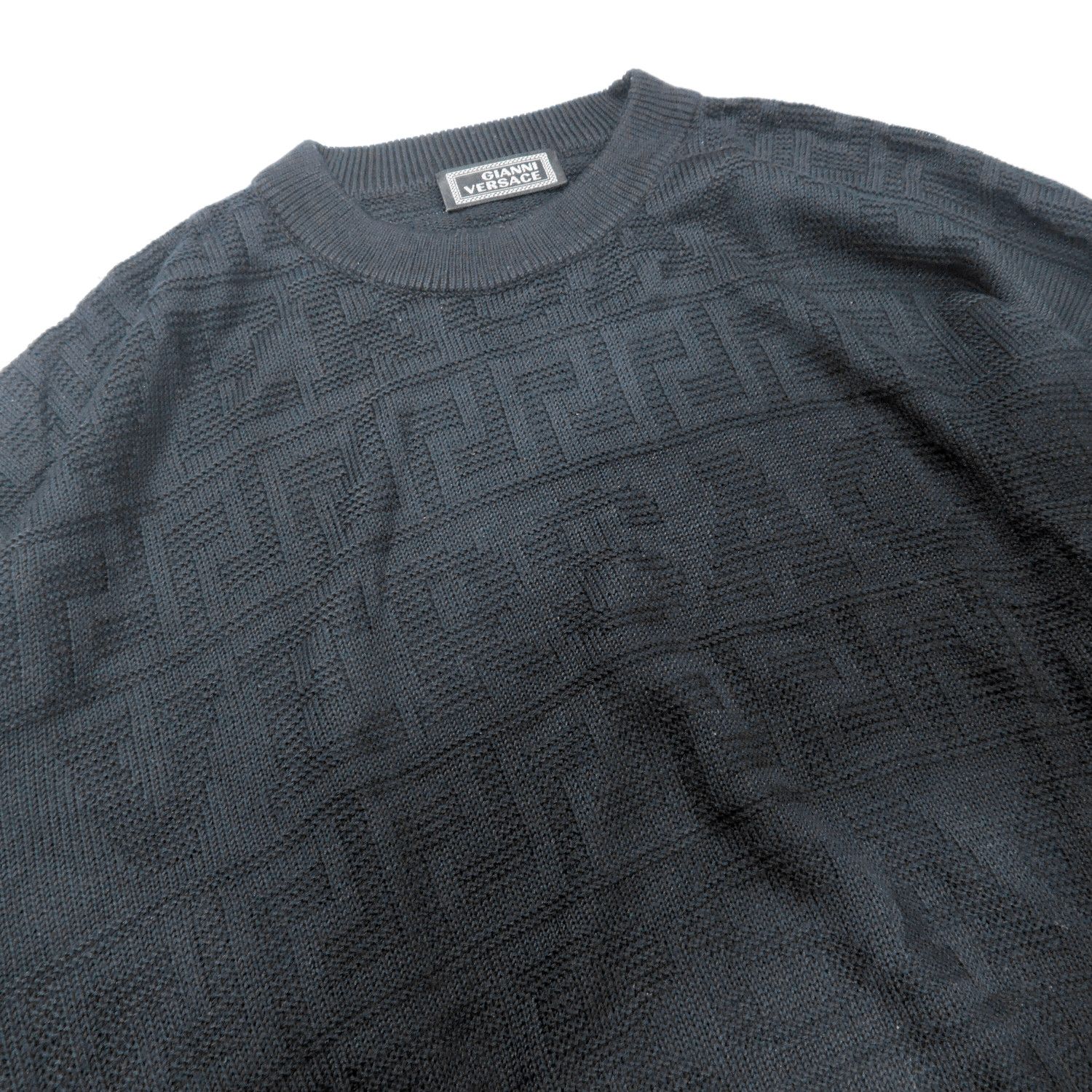 Versace BIG SPELL LOGO MONOGRAM LONG-SLEEVED KNIT SWEATER Size US M / EU 48-50 / 2 - 7 Thumbnail