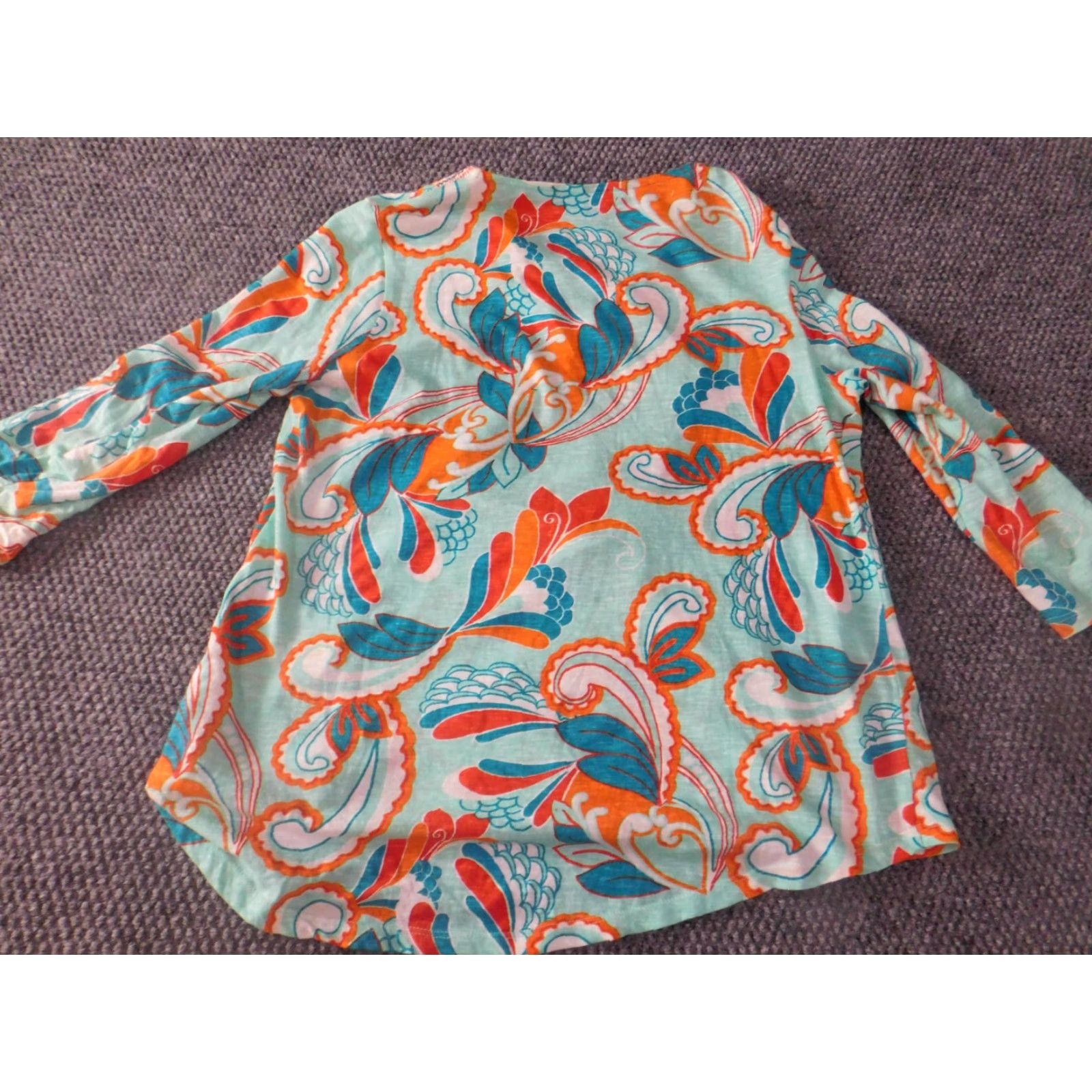 Vintage Crown & Ivy Womens Blouse Small blue floral top v-neck casual Size S / US 4 / IT 40 - 7 Thumbnail