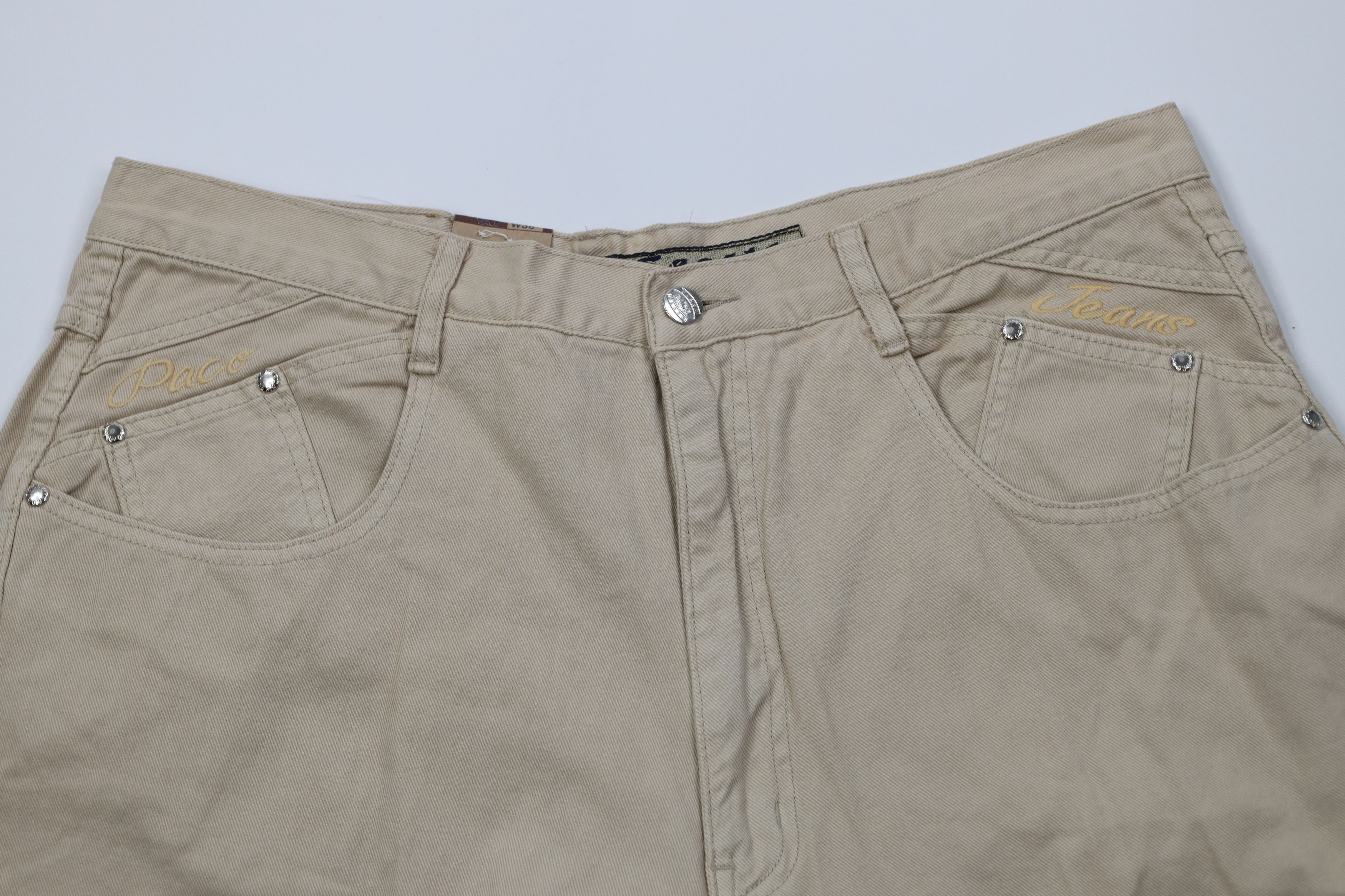 Vintage Deadstock Vintage 90s Paco Hip Hop Denim Jean Shorts Tan Size US 36 / EU 52 - 2 Thumbnail