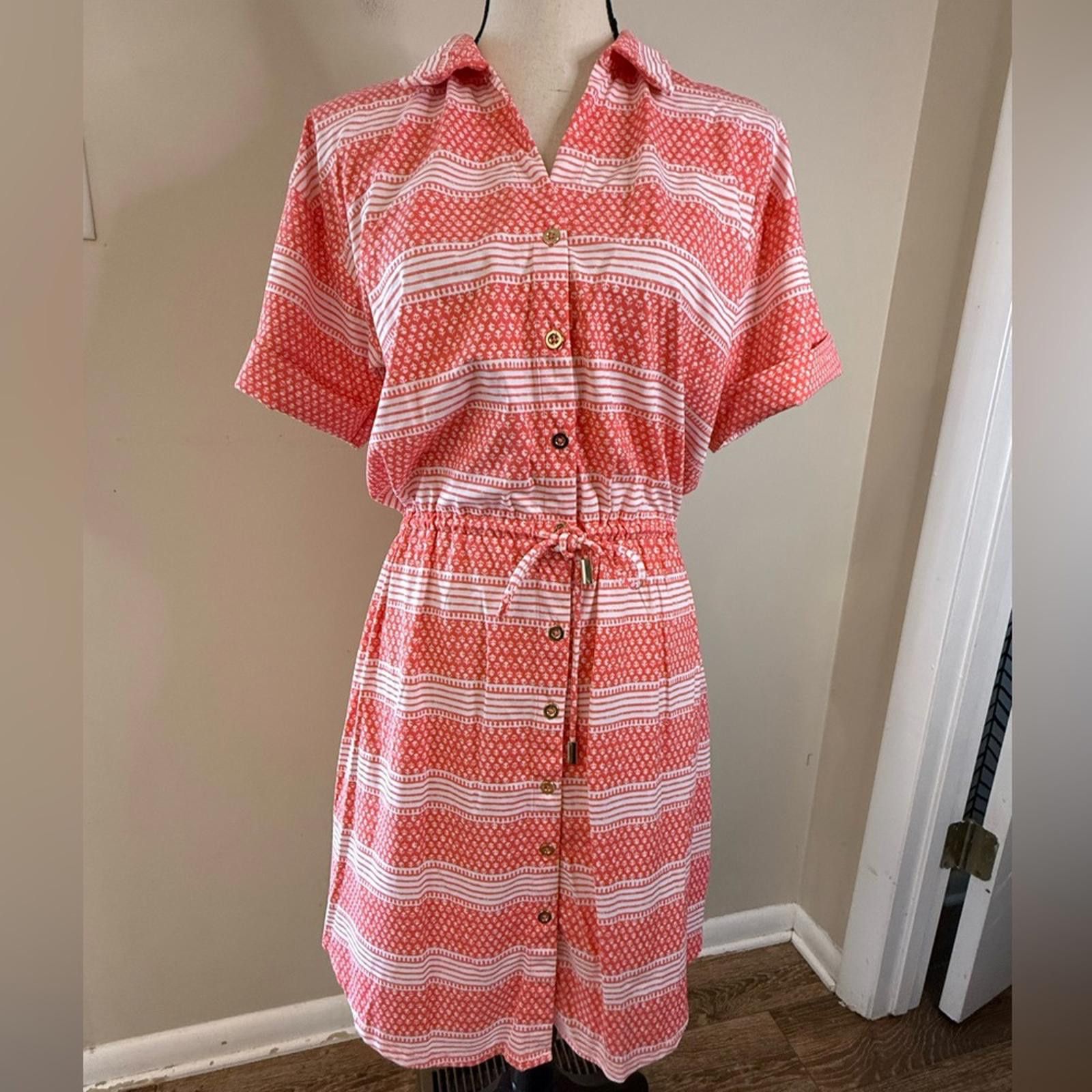 Other Cabana Life floral striped soft stretch midi short dress SM Size S / US 4 / IT 40 - 1 Thumbnail