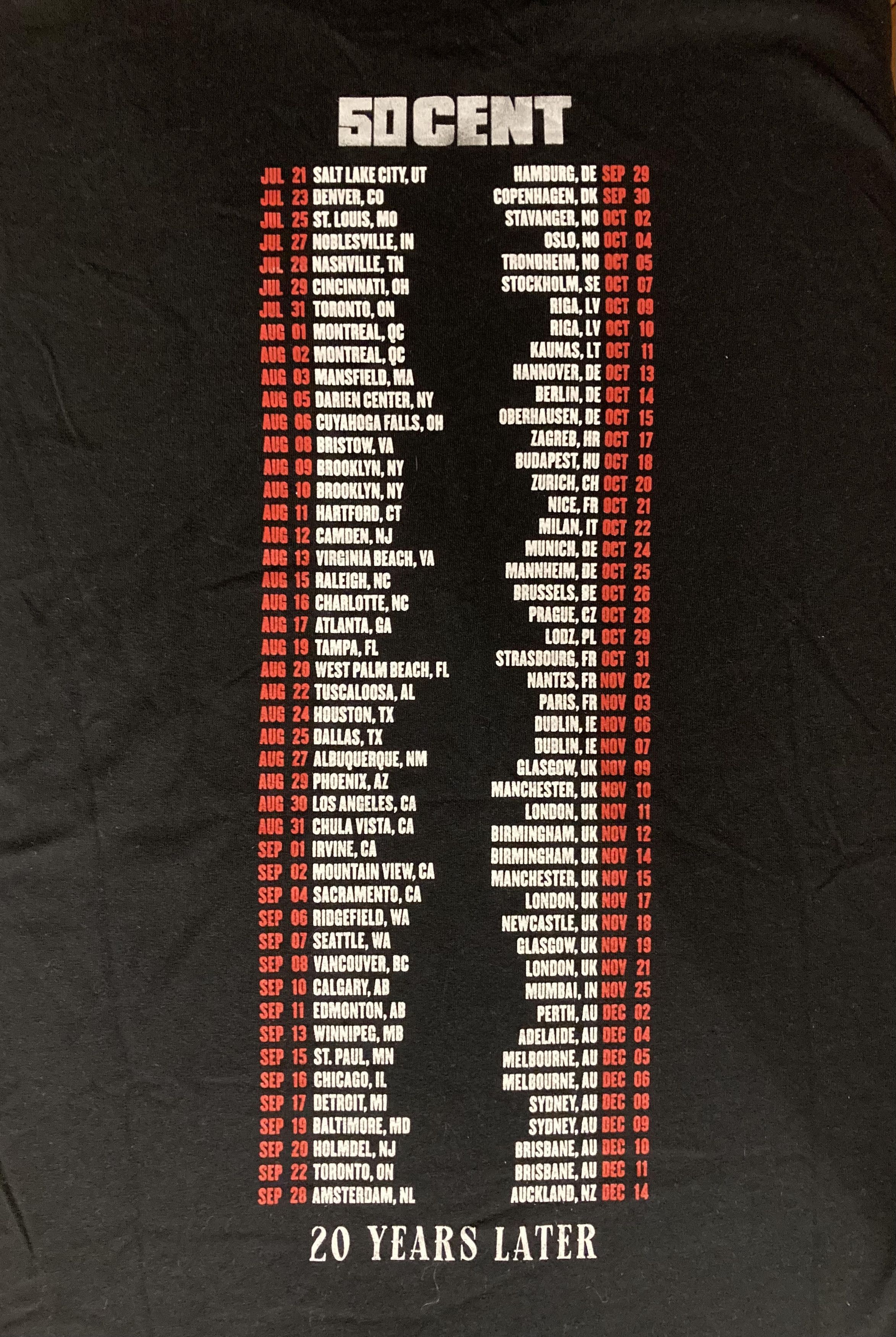 50 Cent × Rap Tees 50 Cent 20 Years Later Concert Tour T-shirt Size US L / EU 52-54 / 3 - 5 Thumbnail