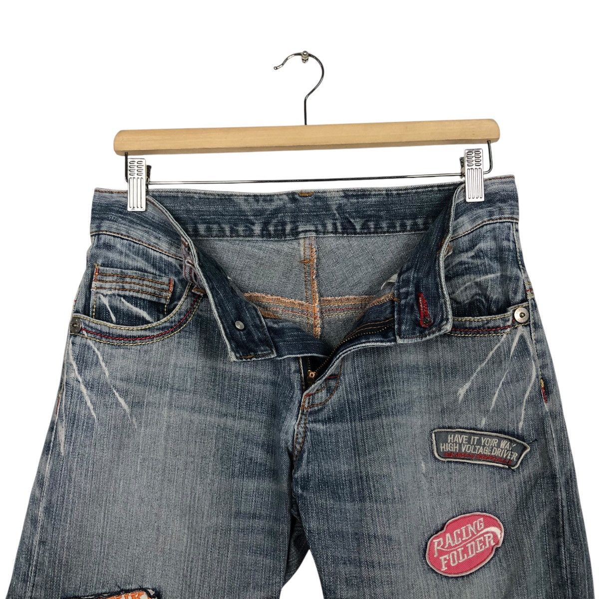Hysteric Glamour 📌Vintage Distressed Denim Jeans Patchwork Design Full Print Size US 30 / EU 46 - 19 Thumbnail