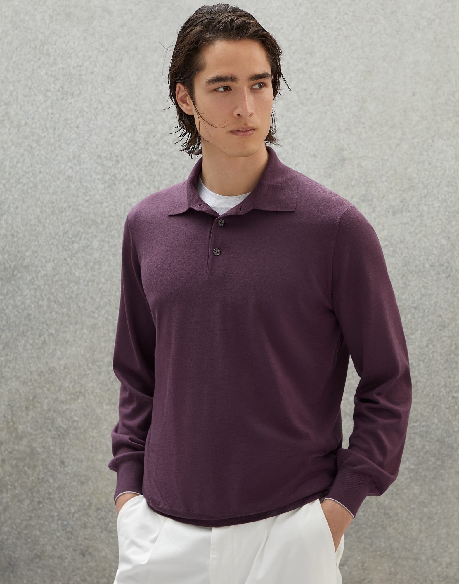 o1w1db10924 Polo Sweater in Purple