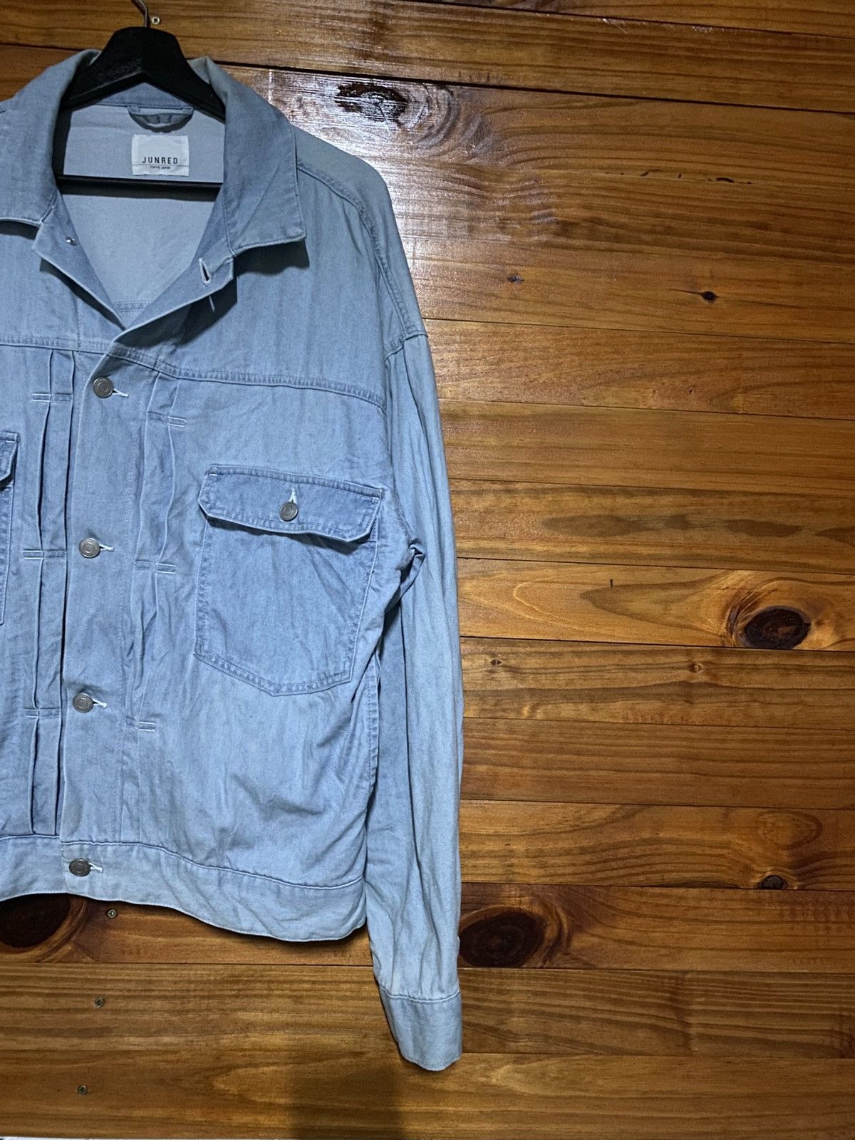 JUN MEN JunRed Light Wash Denim Jacket – Japanese Oversized Boxy Fit Size US M / EU 48-50 / 2 - 6 Thumbnail