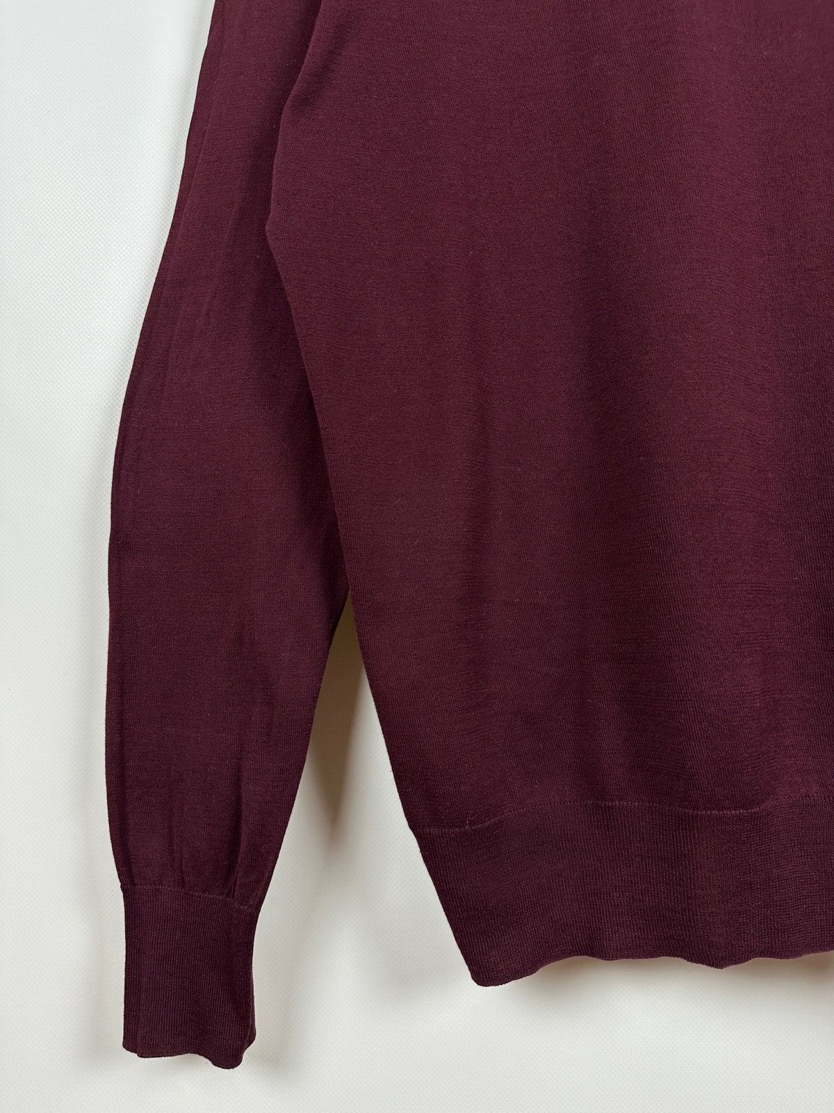 Dries Van Noten Dries Van Noten Burgundy V-Neck Lightweight Sweater Pullover Size US XL / EU 56 / 4 - 16 Thumbnail