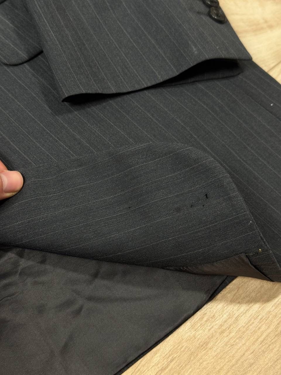Fendi Vtg Fendi Uomo Pinstripe Suit Jacket Blazer Gray Wool Size 44L - 6 Thumbnail