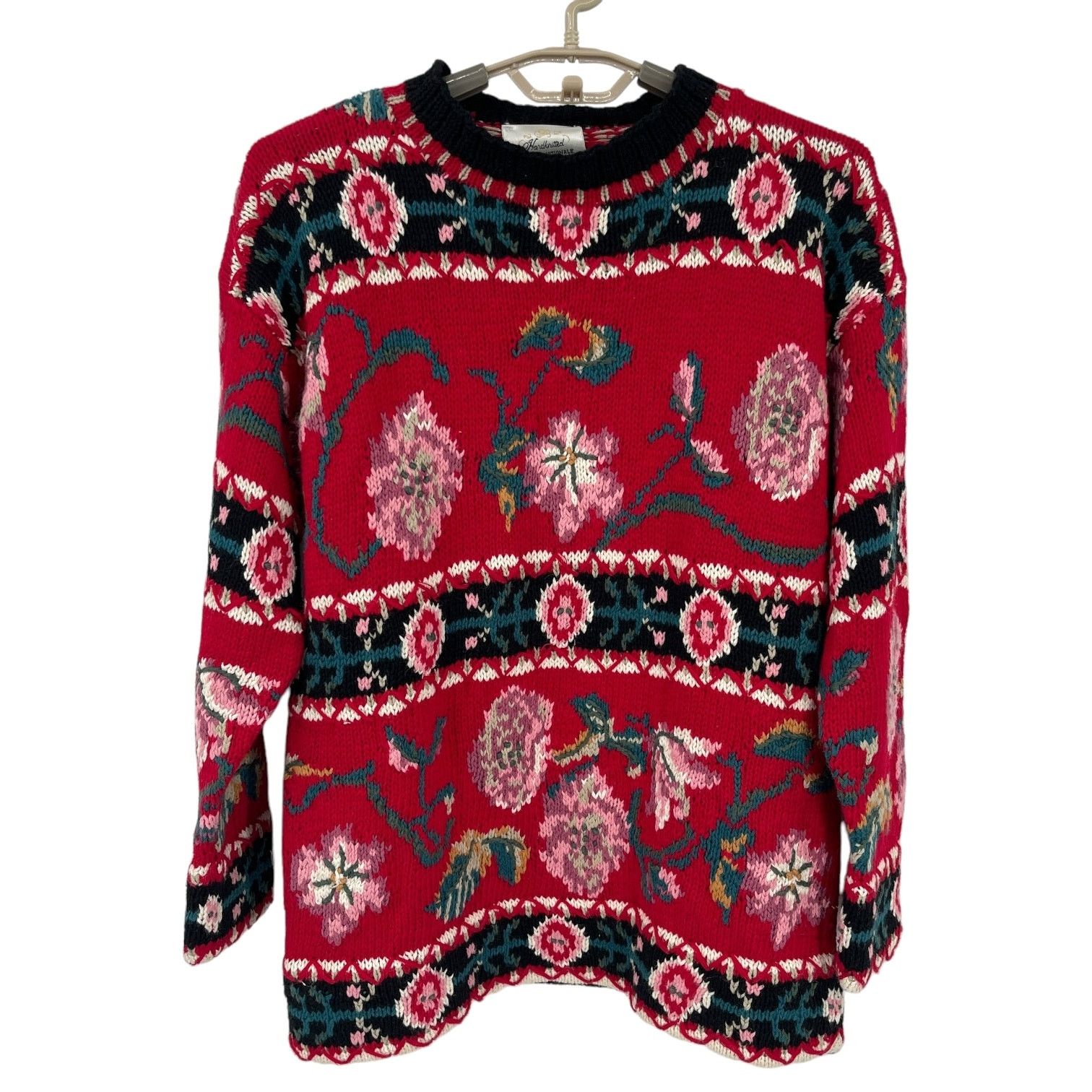 Express Express Vintage 80 Hand Knit Floral Sweater Oversized XS S M Size S / US 4 / IT 40 - 1 Thumbnail