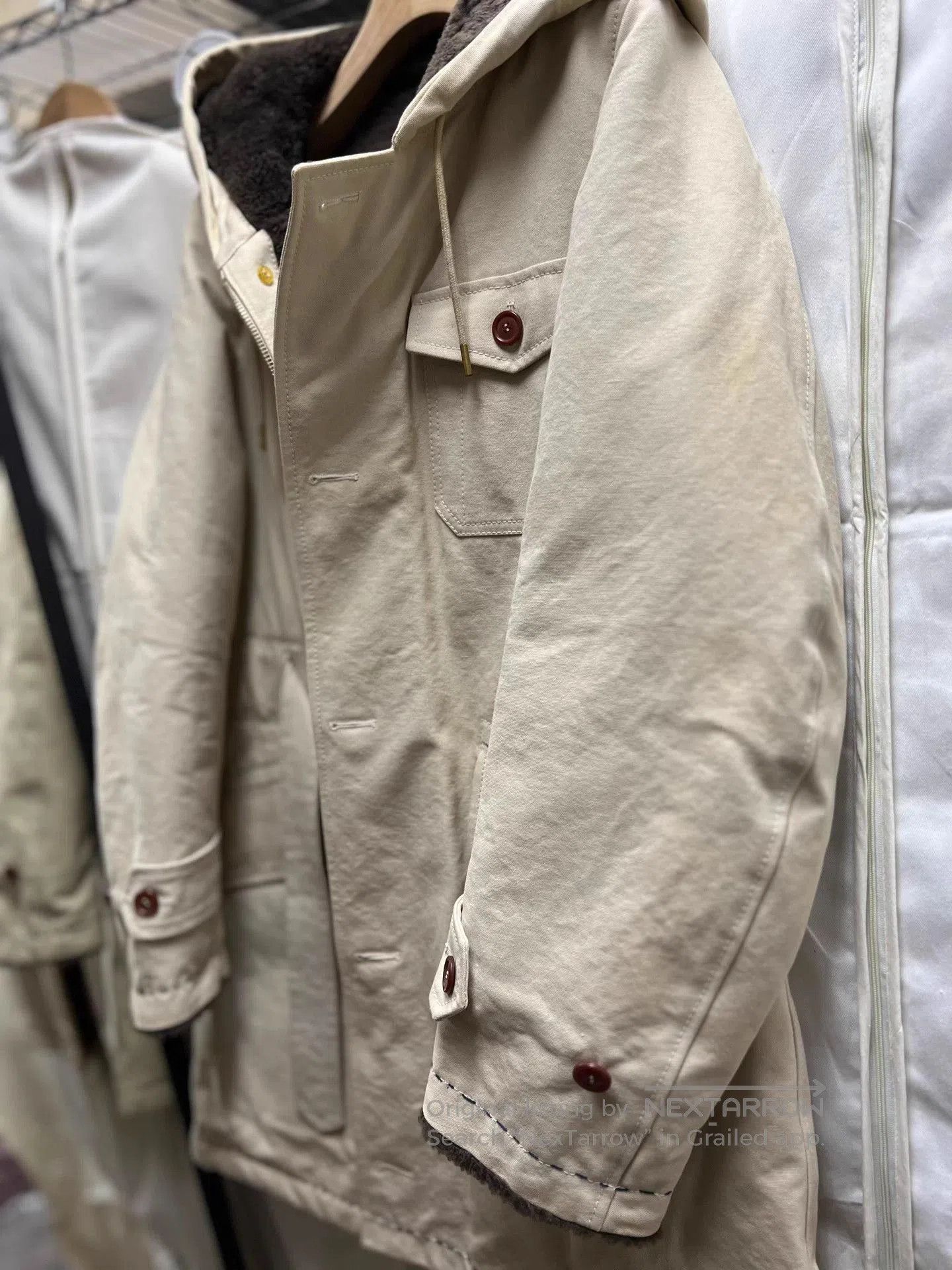Visvim Beige Hooded Parka with Fleece Lining (Size S). Size US S / EU 44-46 / 1 - 3 Thumbnail