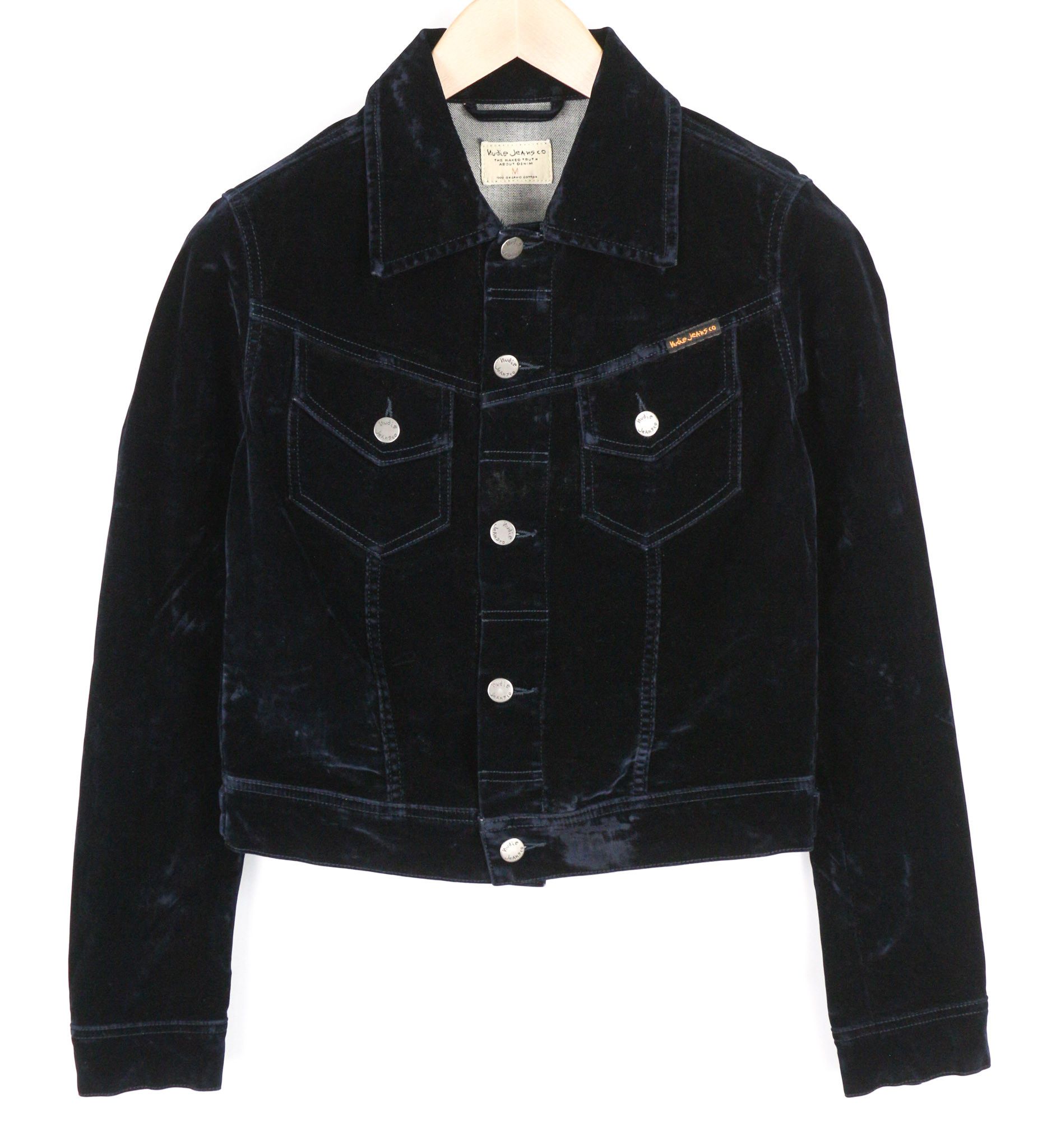 Nudie Jeans TOVE M Blue Velvet Polo Dark Long Sleeve Jacket 82422 Size US M / EU 48-50 / 2 - 1 Thumbnail