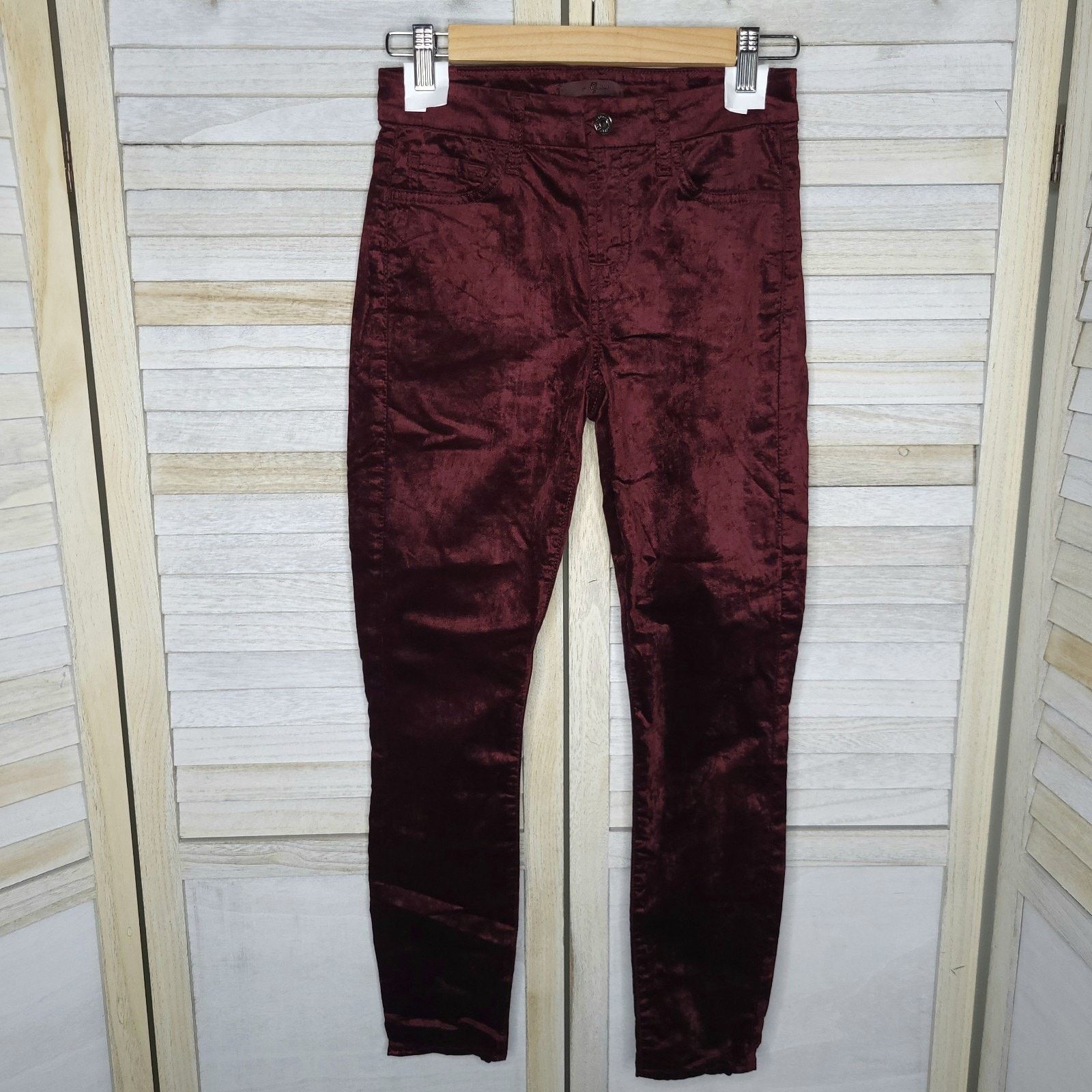 7 For All Mankind 7 For All Mankind Velvet Skinny Jeans Size 25 in Wine Size 25" / US 0 / IT 36 - 3 Thumbnail