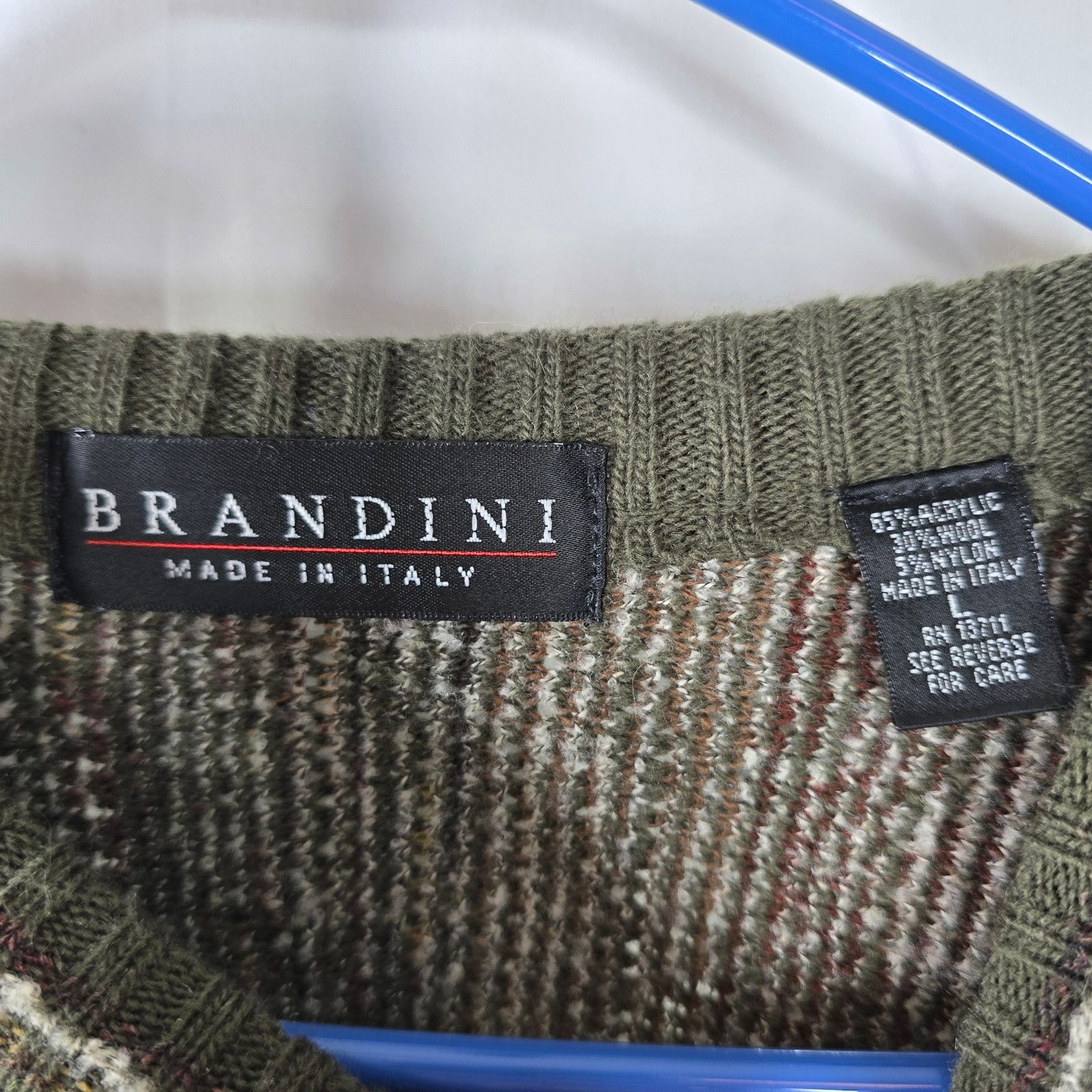 Brandini Brandini Green Brown Tan Wool Blend Sweater Italy Size Large Size US L / EU 52-54 / 3 - 3 Thumbnail