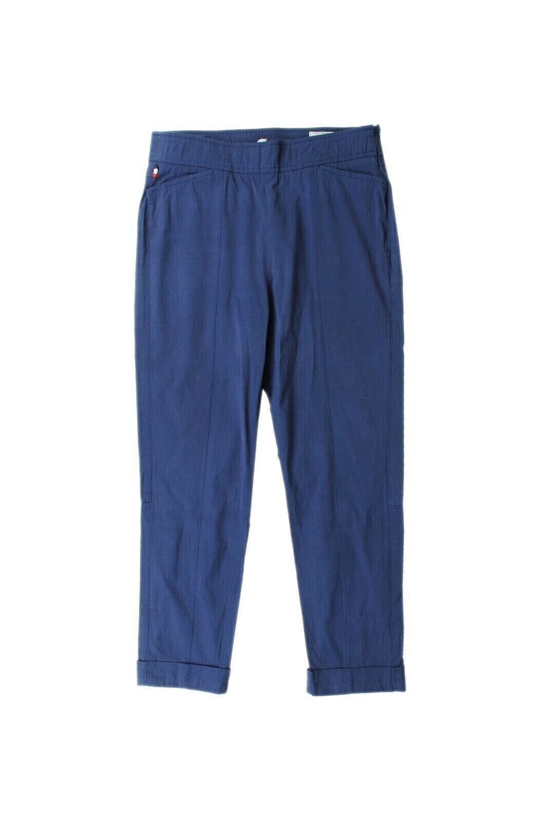 image of Moncler Women Cigarette Cropped Pre-Owned Pants Sz. 42 (S/m) in Blue (Size 30)