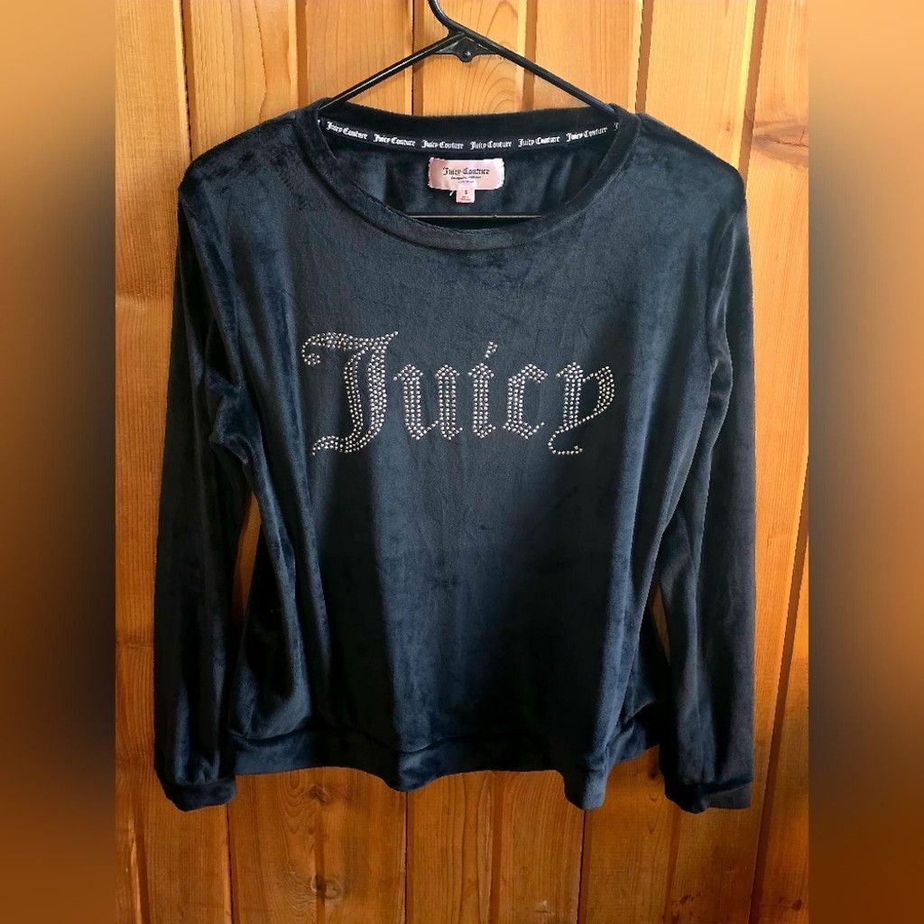 Juicy Couture Juicy Couture Black Velour Long Sleeve Shirt Size S / US 4 / IT 40 - 1 Thumbnail