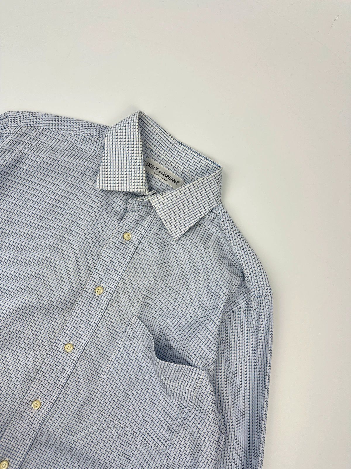 Dolce & Gabbana Dolce & Gabbana 90s Micro Checkered Dress Pocket Shirt Size US L / EU 52-54 / 3 - 2 Thumbnail