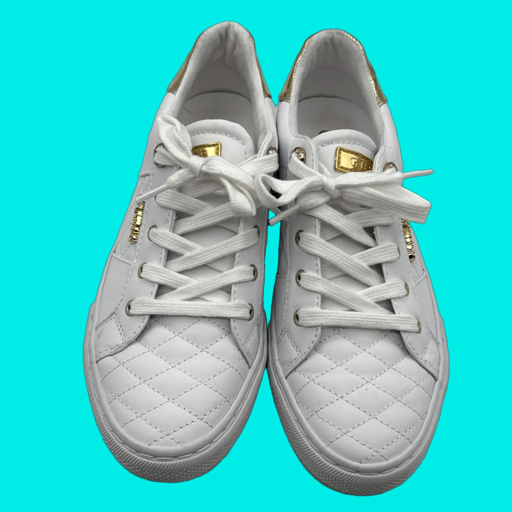 Guess GUESS Women's Loven Casual Lace-Up Sneakers, White, Size 9M Gold Rhinestones - Casual Sneakers Women 9M White Rhinestones GUESS Loven Size US 9 / IT 39 - 1 Thumbnail