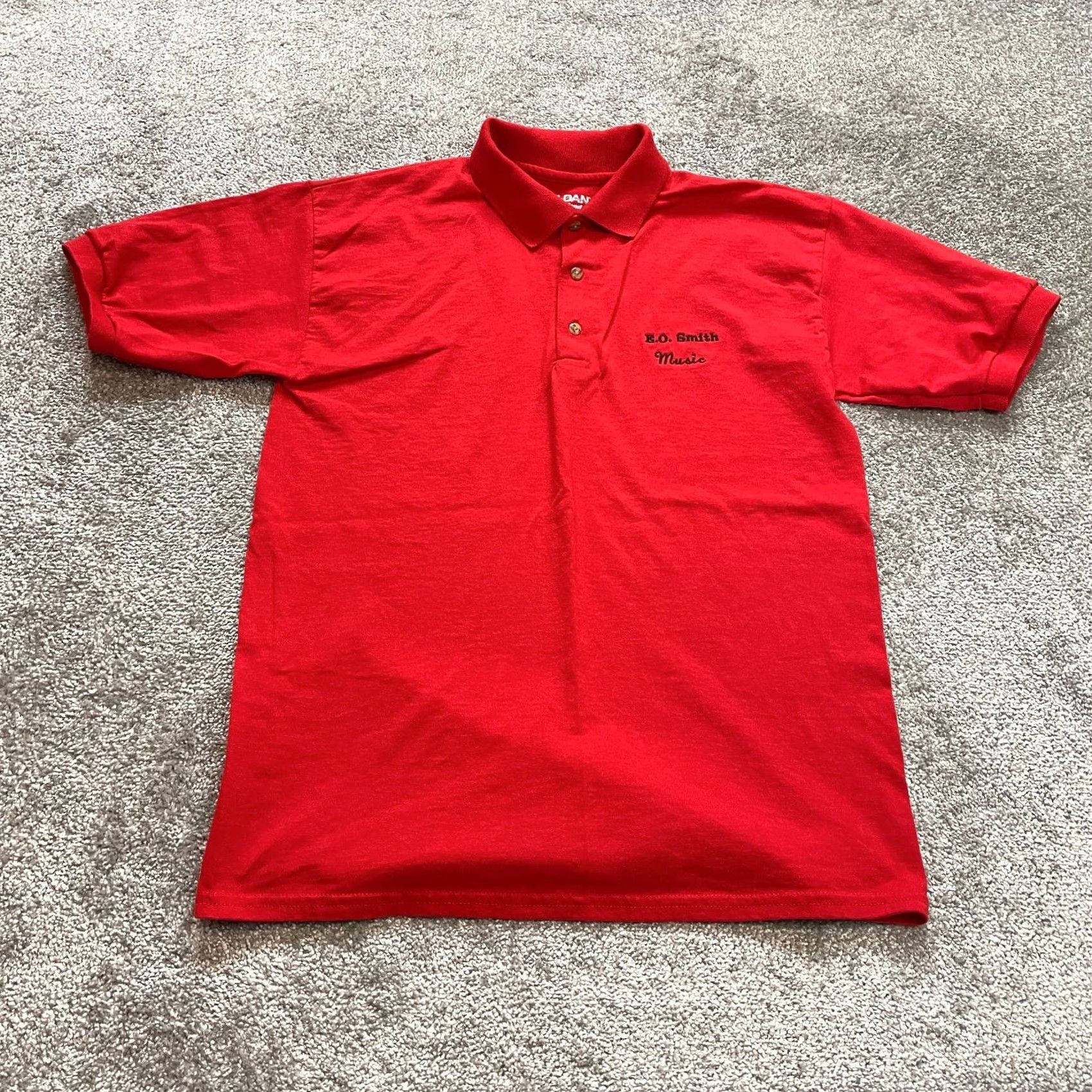 Gildan VINTAGE Gildan Dry Blend Polo Shirt Mens L Red Collared Logo Rugby Music Spin Size US L / EU 52-54 / 3 - 2 Thumbnail