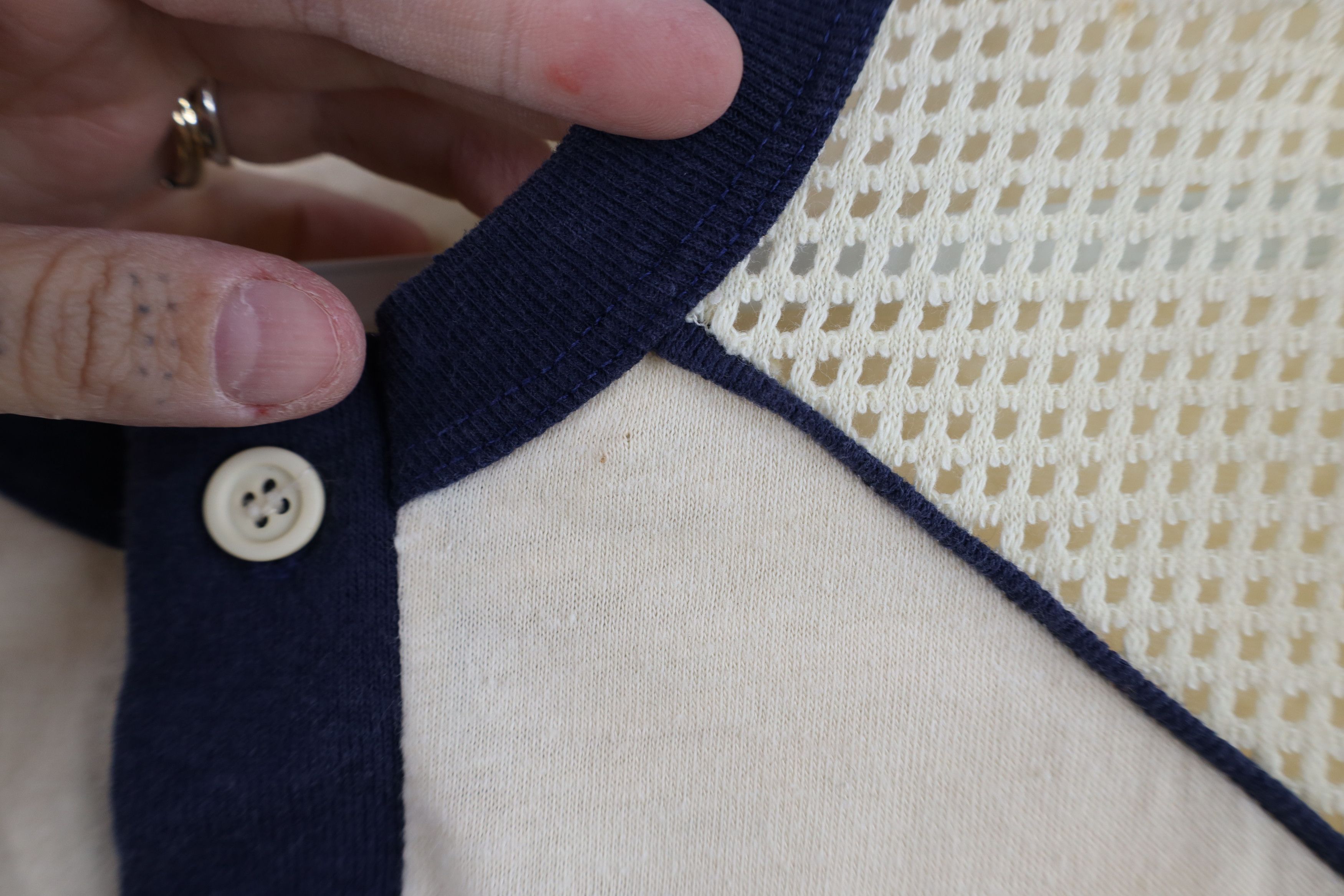 Champion Vintage 70s Champion Mesh Ringer Henley T-Shirt Beige USA Size US L / EU 52-54 / 3 - 5 Thumbnail