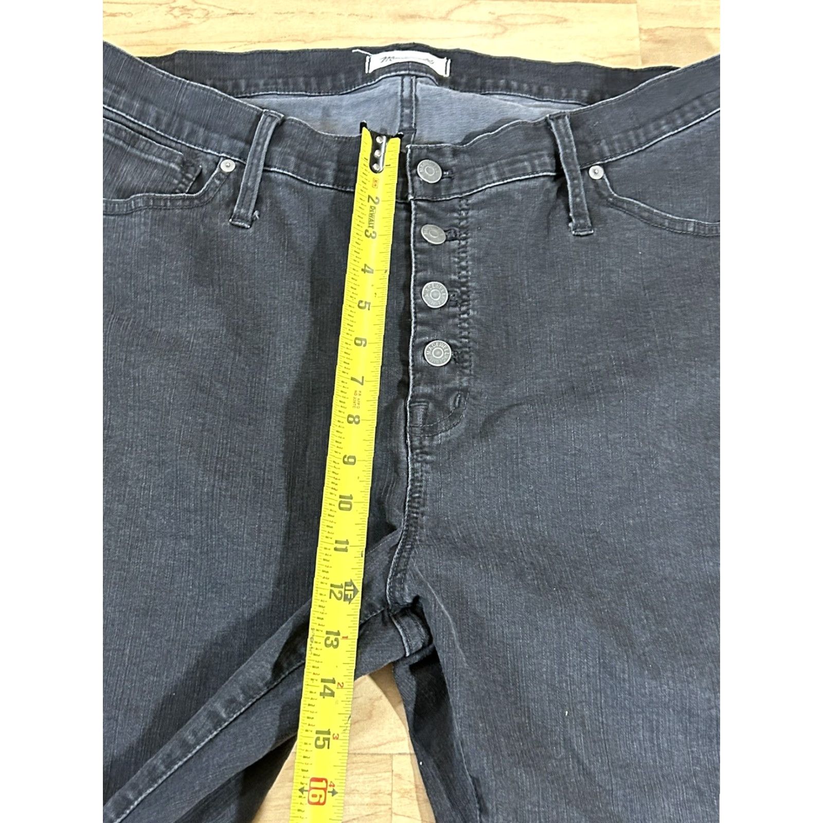 Madewell MADEWELL Jeans Skinny Black 10" High Rise Buttonfly Raw Hem Women sz 35 p Size 24" / US 00 / IT 34 - 4 Thumbnail