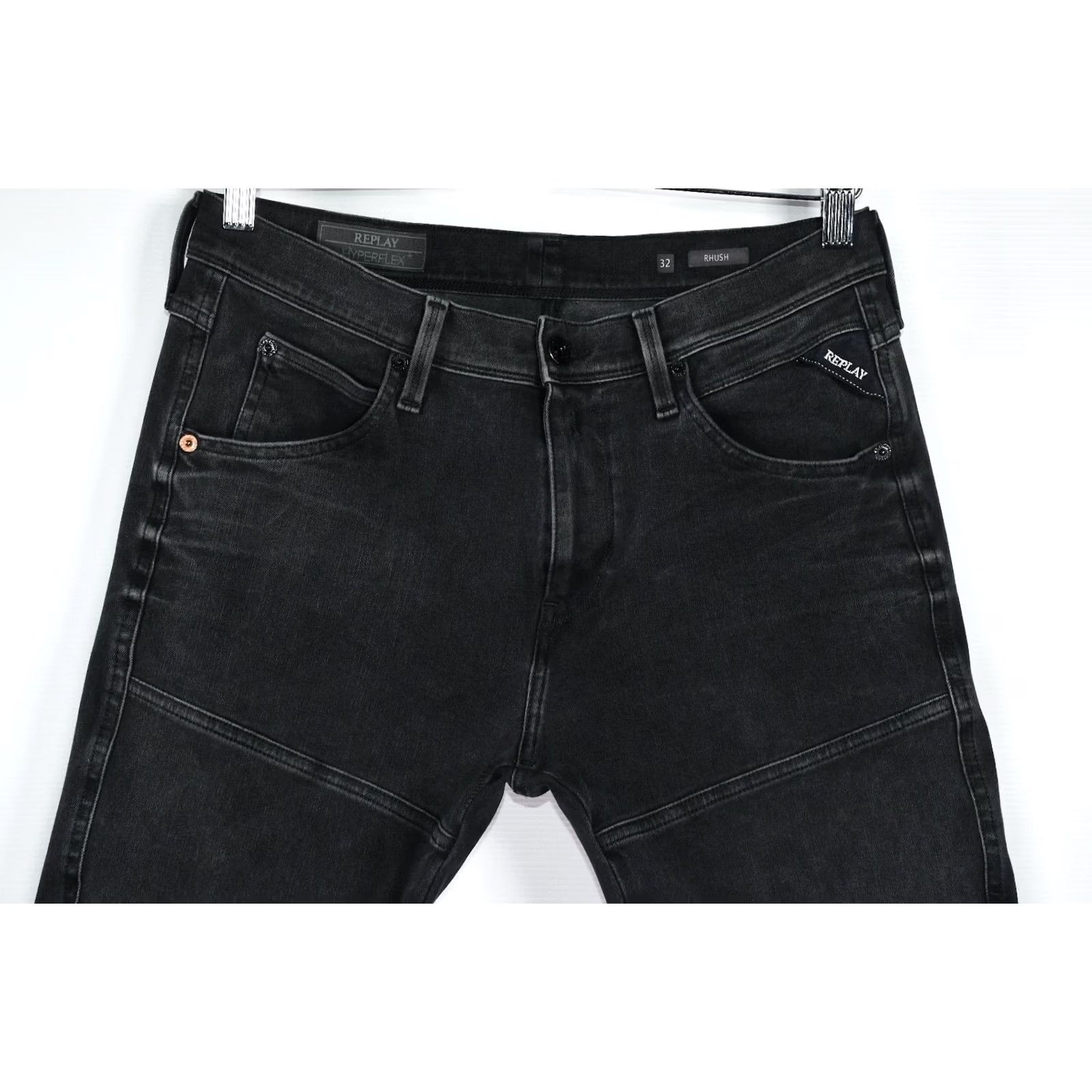 Replay REPLAY HYPERFLEX RHUSH Jeans Slim Men W32 L32 Black Skinny 32in Inseam 80% Cotton 13% Polyester 7% Elastane Slim Fit Tailored Vintage N/A Size US 32 / EU 48 - 3 Thumbnail