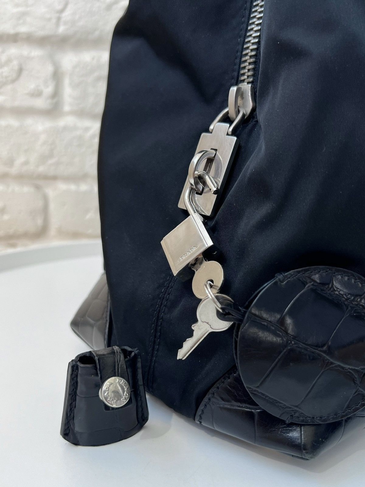 Prada Prada Black Nylon Tessuto & Coco Lock & Key Shoulder Bag Size ONE SIZE - 14 Thumbnail