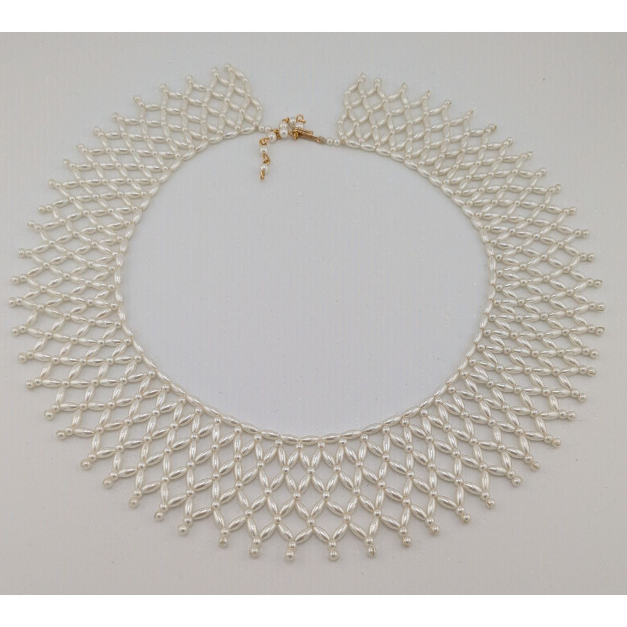 Handmade Vintage Handmade Faux Pearl Beaded Collar Necklace Size ONE SIZE - 5 Thumbnail
