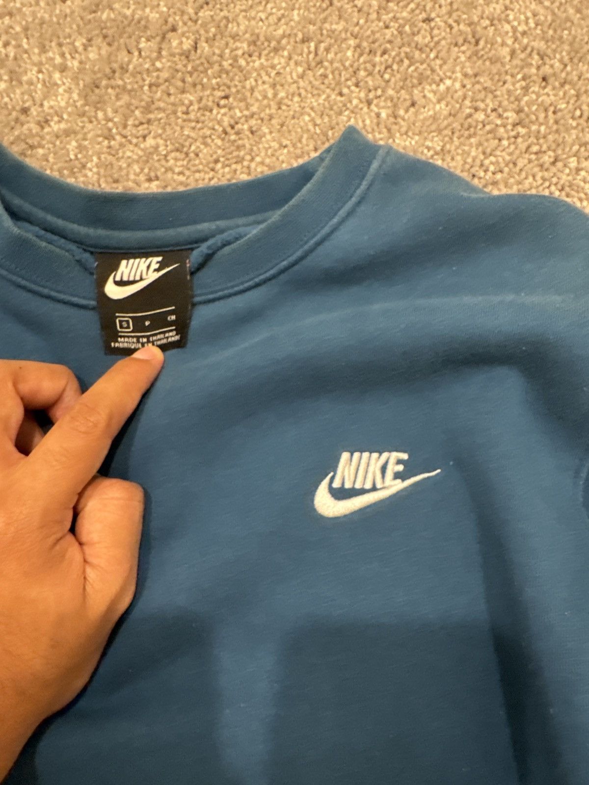 Nike Nike Teal/White Crewneck Sweatshirt – Vintage Size US S / EU 44-46 / 1 - 2 Thumbnail