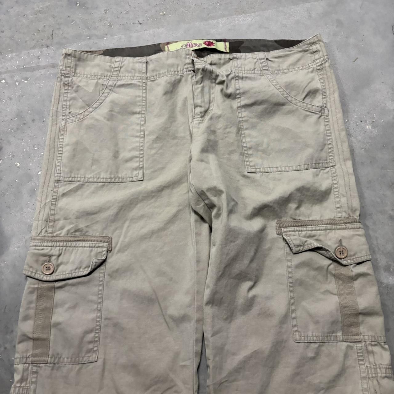 Japanese Brand × Vintage Crazy Vintage Y2K:2000s Baggy Khaki Cream Streetwear Skater Style Cargo Pants! Size US 36 / EU 52 - 5 Thumbnail
