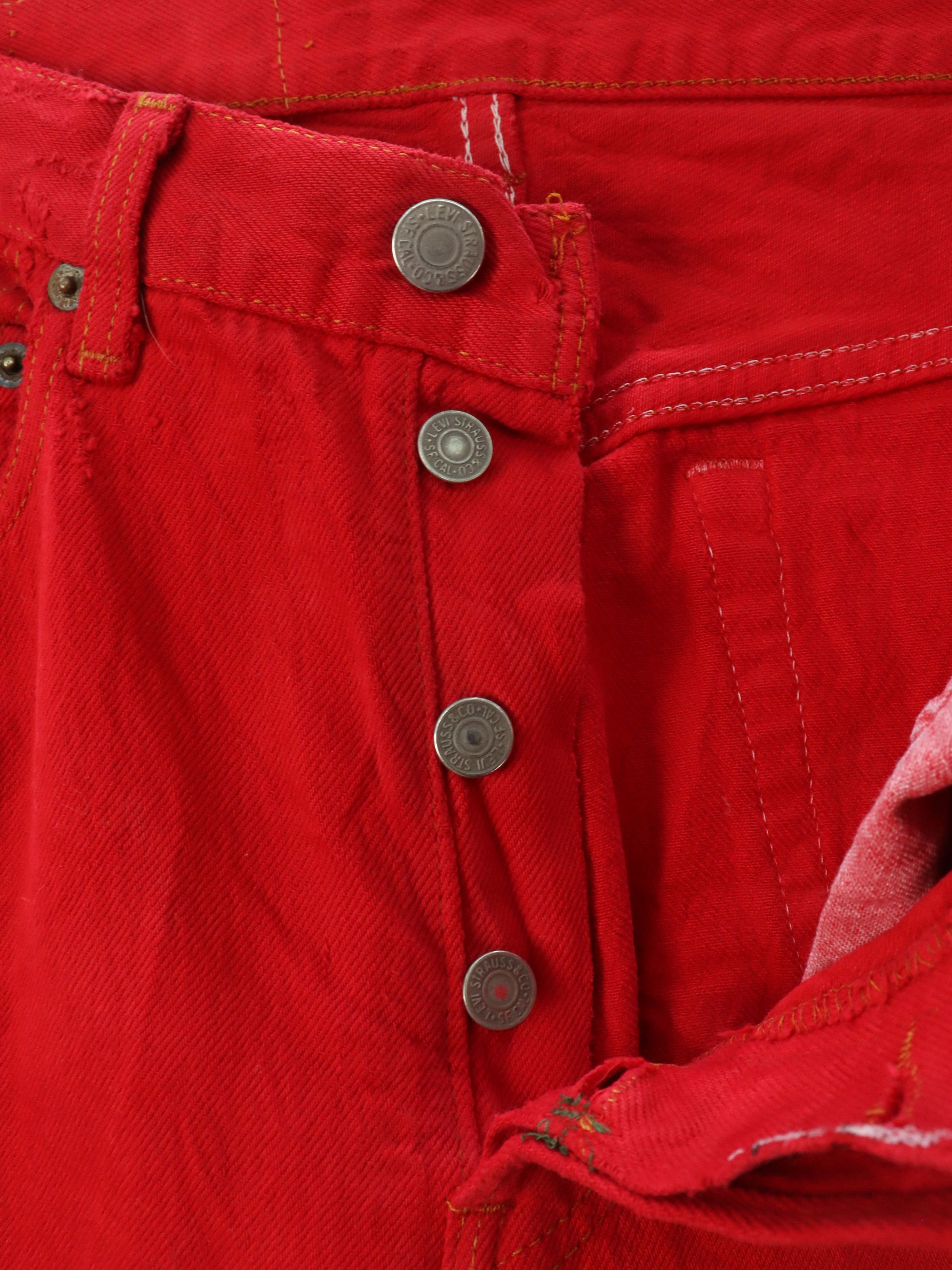 Levi's × Vintage Vtg. Levis 501 Red Distressed Jeans MADE IN USA Size US 28 / EU 44 - 4 Thumbnail